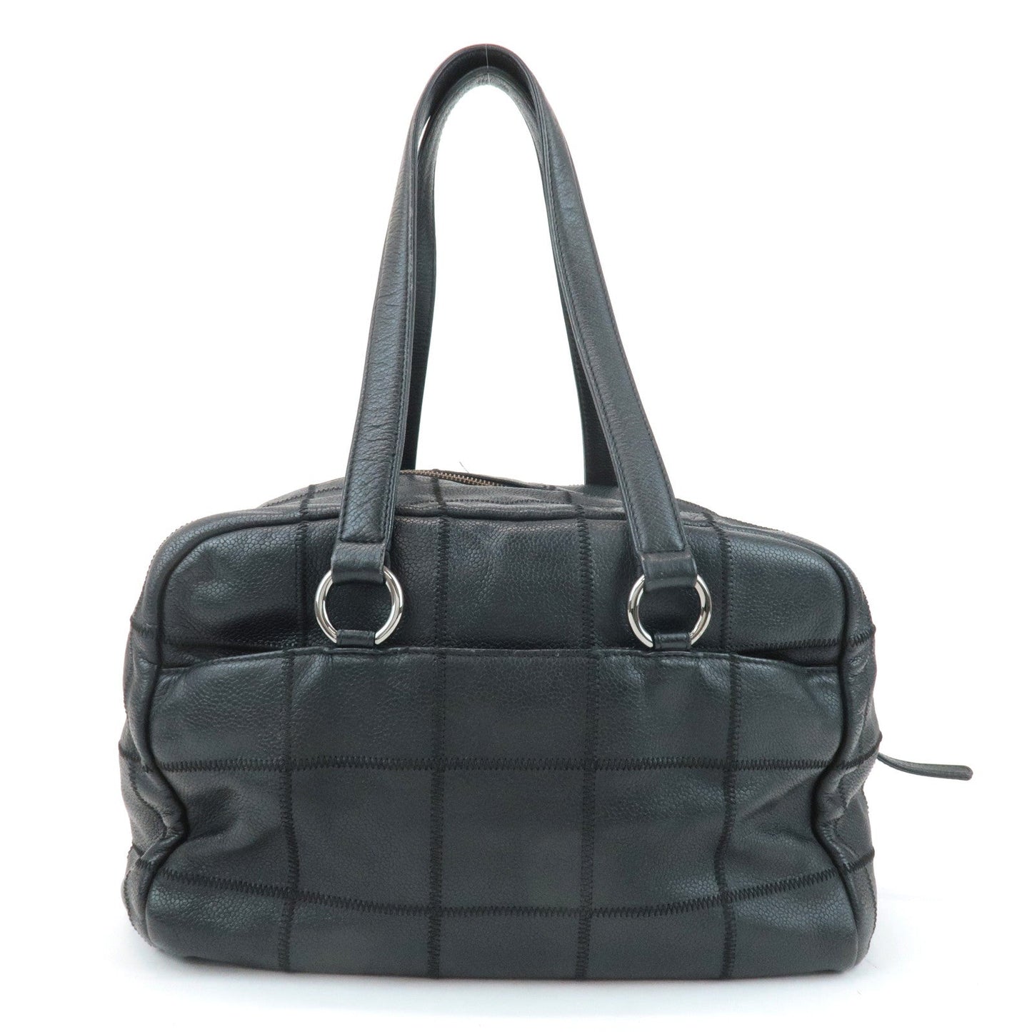 CHANEL Chocolate Bar Caviar Skin Mini Boston Bag Black A26135