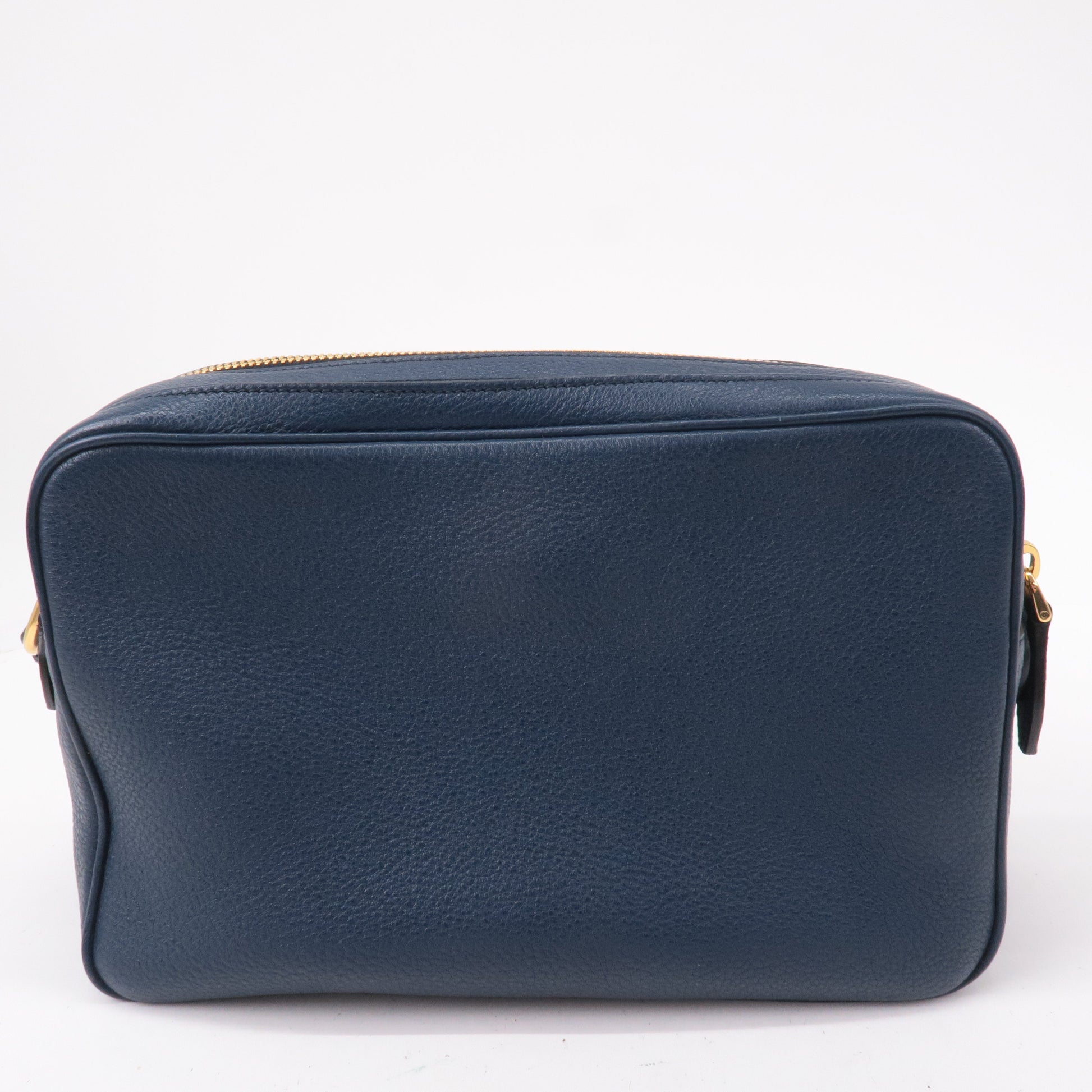 Prada Prada Logo Vitello Daino Leather Shoulder Bag Navy