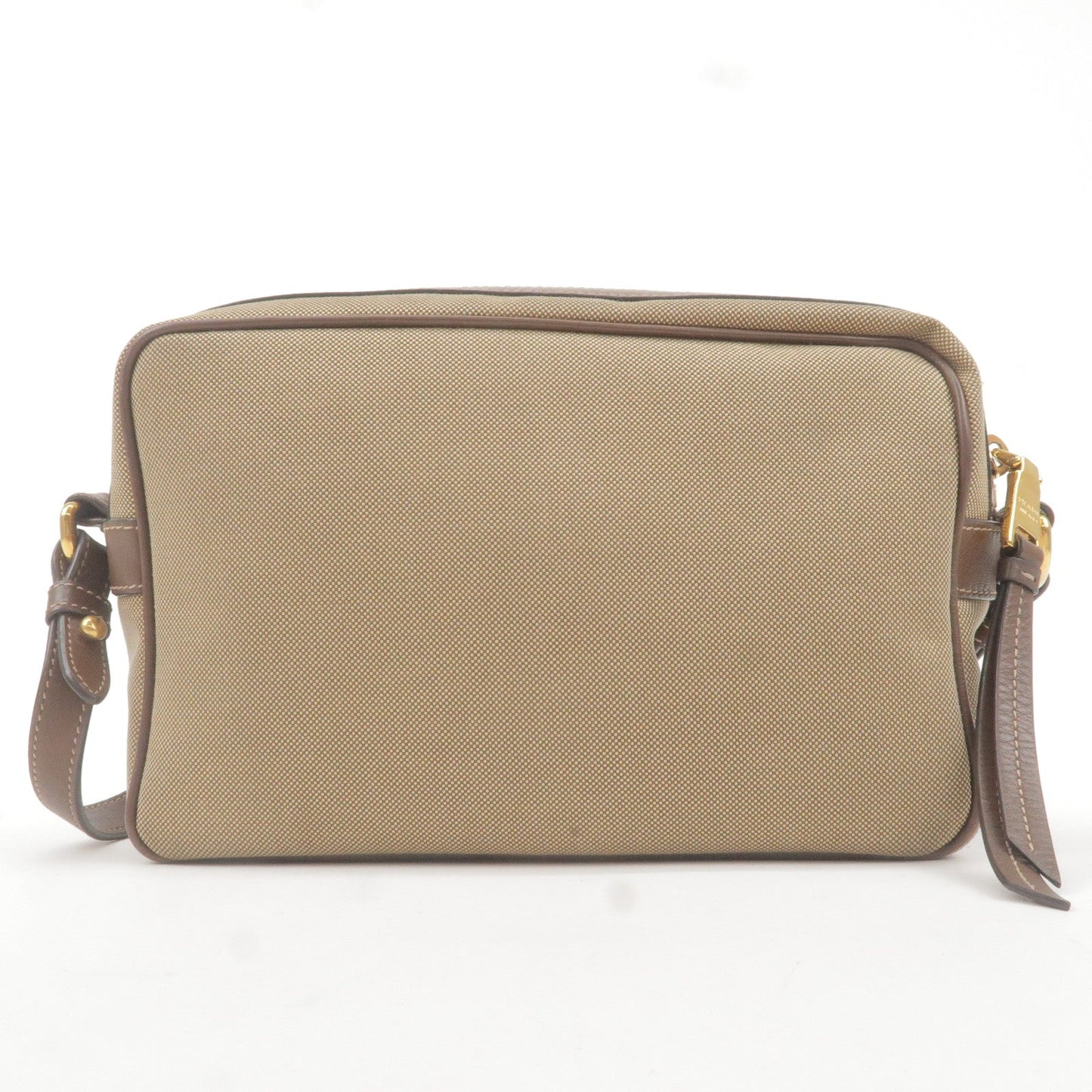 Prada Prada Logo Jacquard Leather Shoulder Bag Beige Brown 1Bh089 36093 1