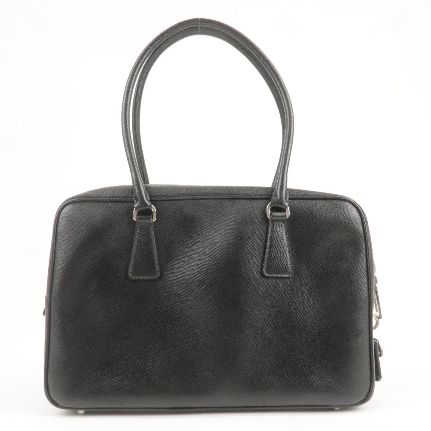 Prada Prada Logo Saffiano Lux Leather Hand Bag Black Travel Bag