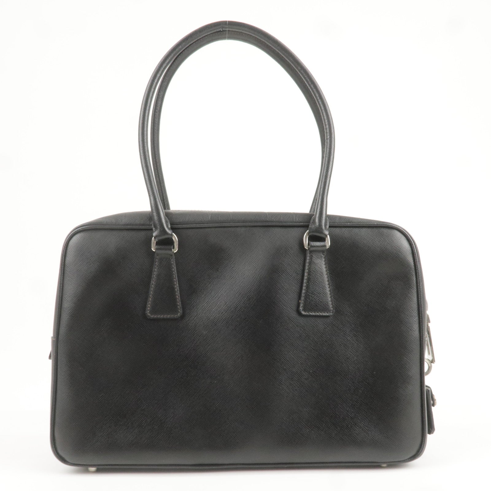 Prada Prada Logo Saffiano Lux Leather Hand Bag Black Travel Bag