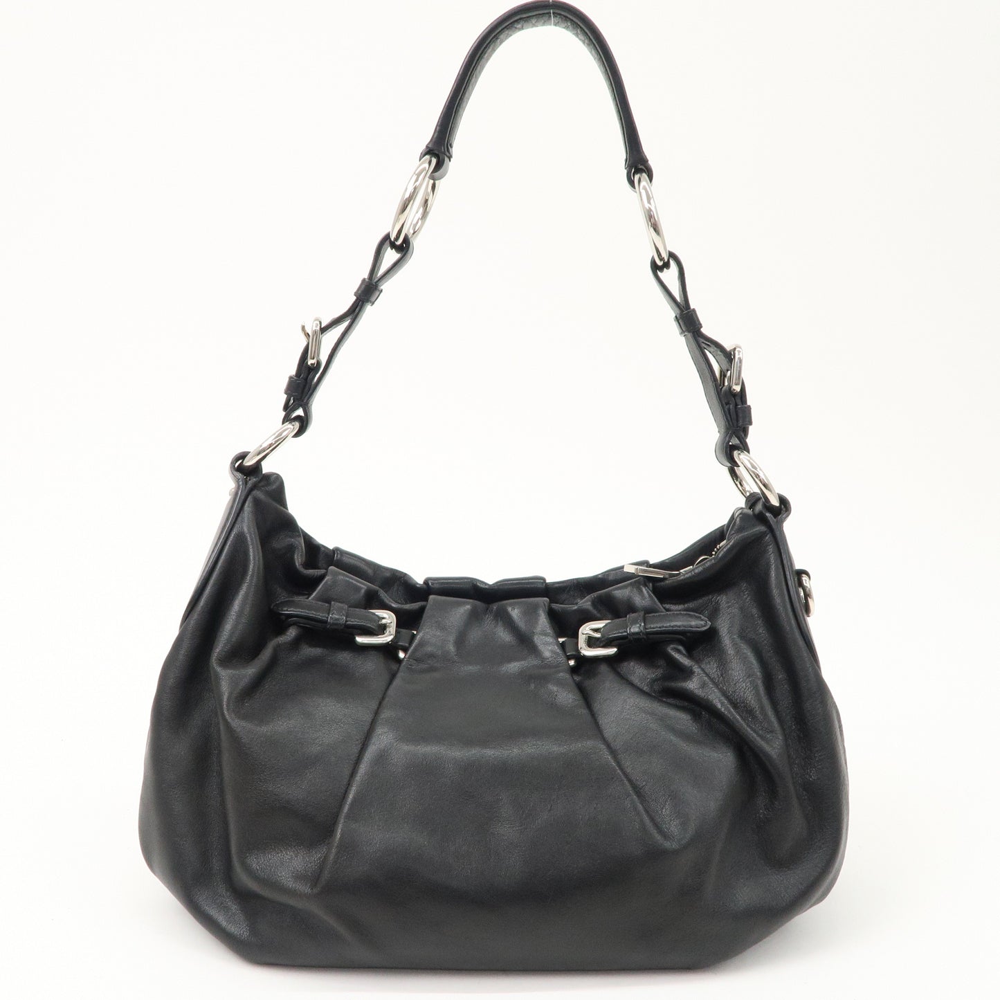 Prada Prada Logo Leather Shoulder Bag Hand Bag Black
