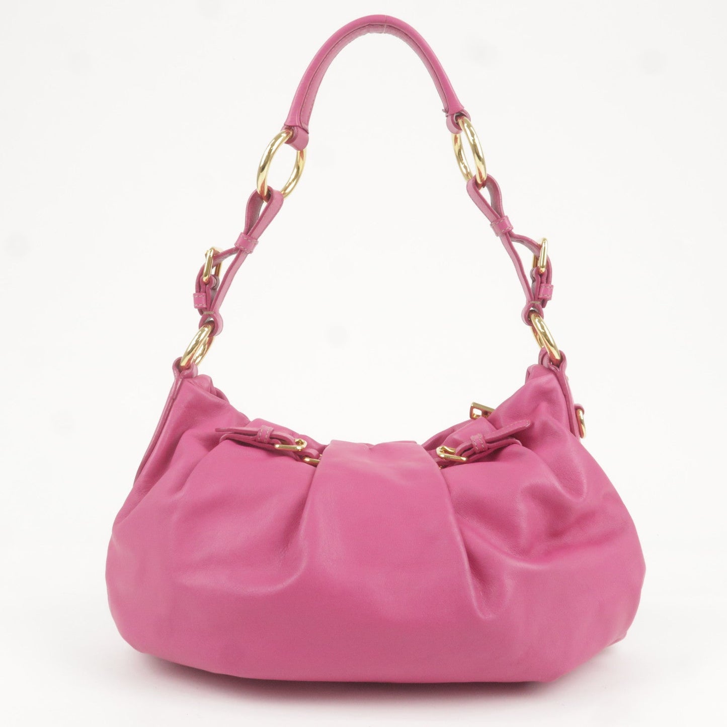 Prada Prada Logo Leather Shoulder Bag Pink Gold Br3795
