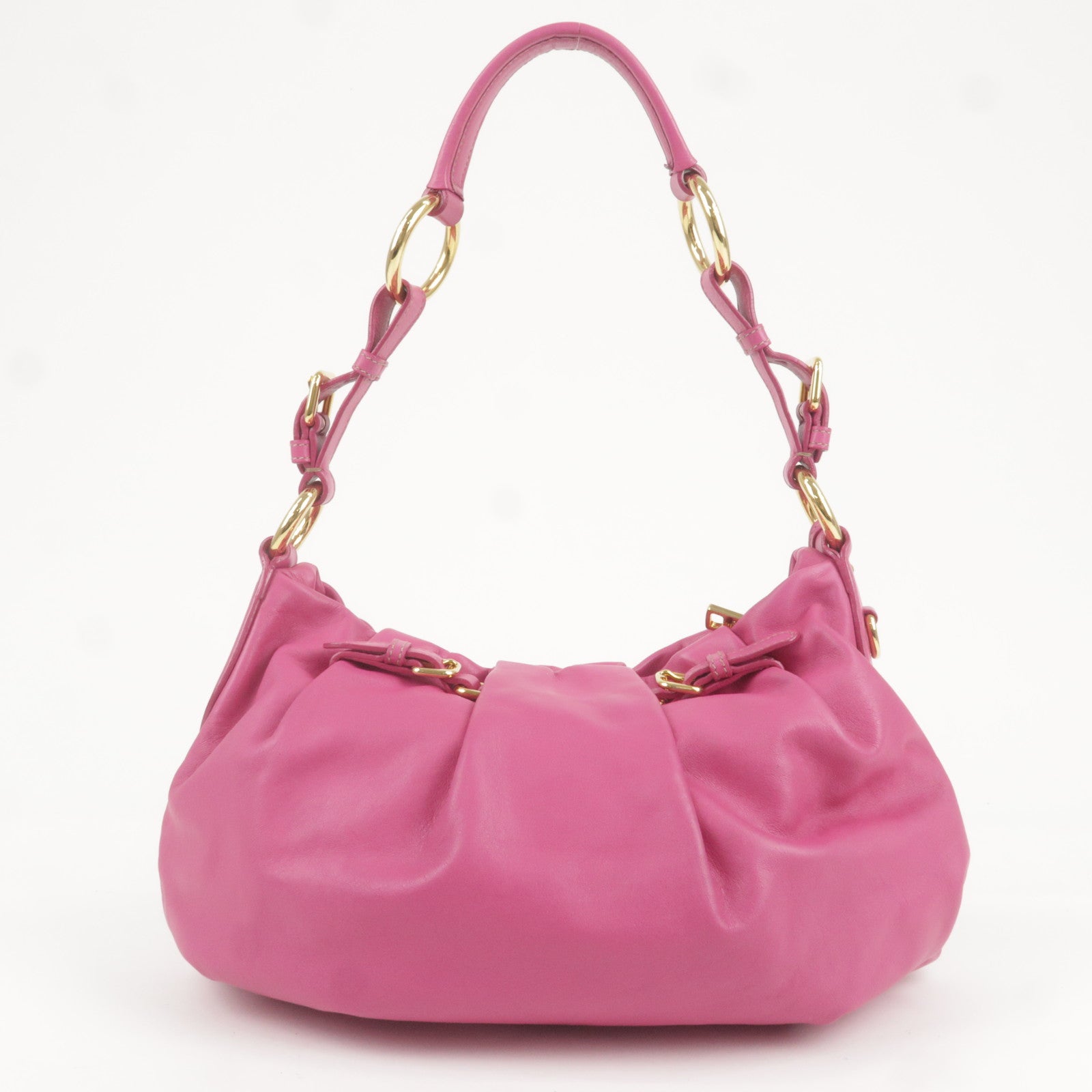 Prada Prada Logo Leather Shoulder Bag Pink Gold Br3795