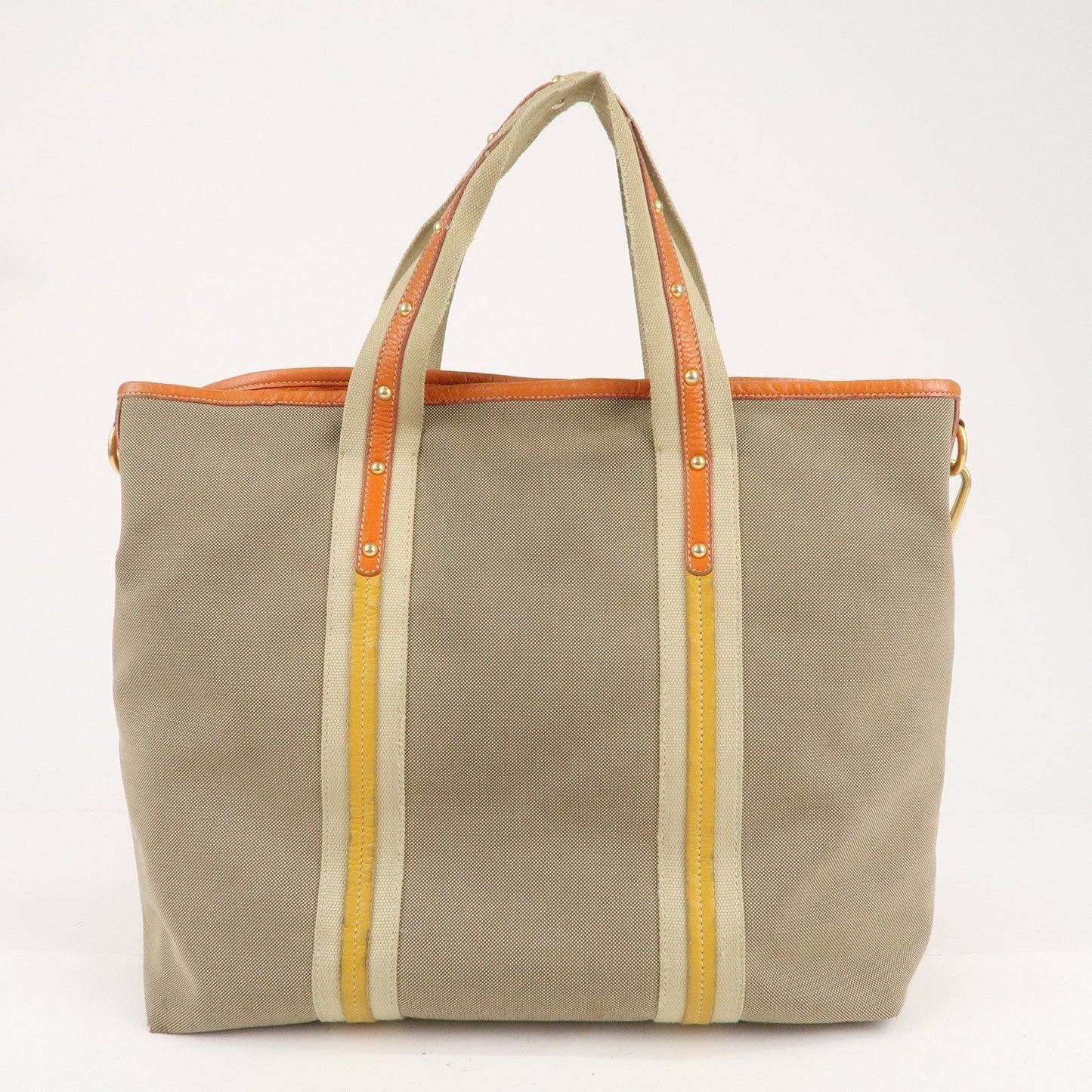 Prada Prada Logo Jacquard Leather 2Way Hand Bag Beige Travel Bag