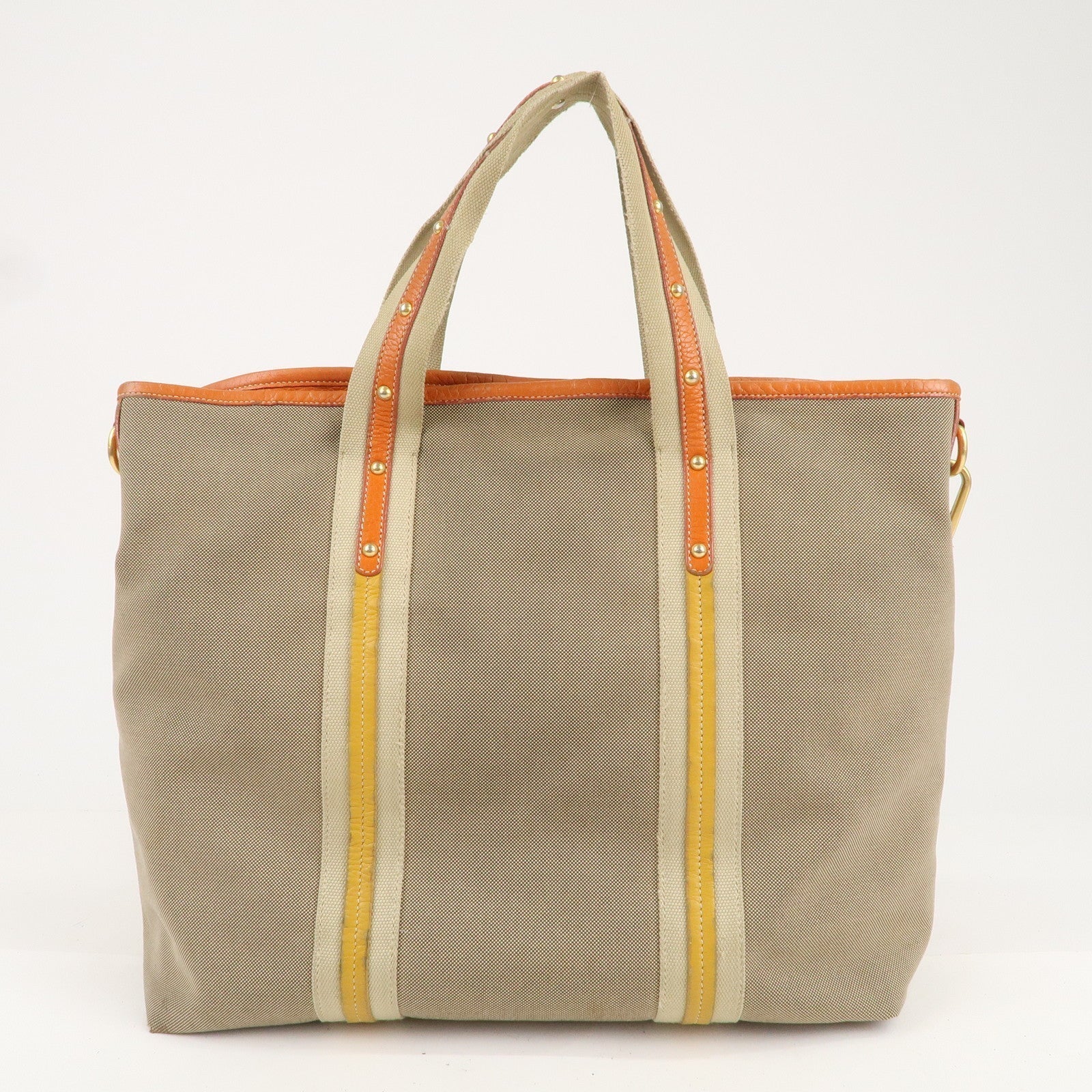 Prada Prada Logo Jacquard Leather 2Way Hand Bag Beige Travel Bag
