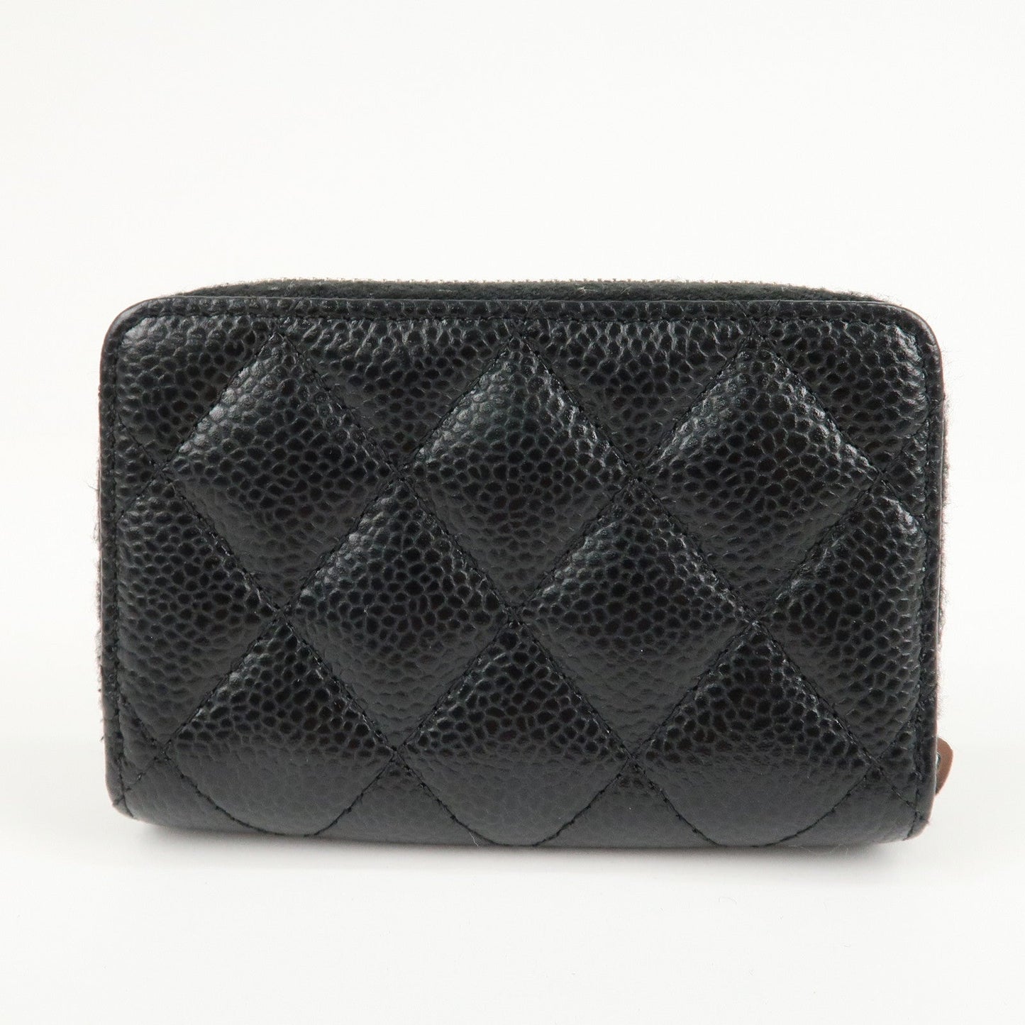 CHANEL Matelasse Caviar Skin Around Zipper Coin Case Black AP0216