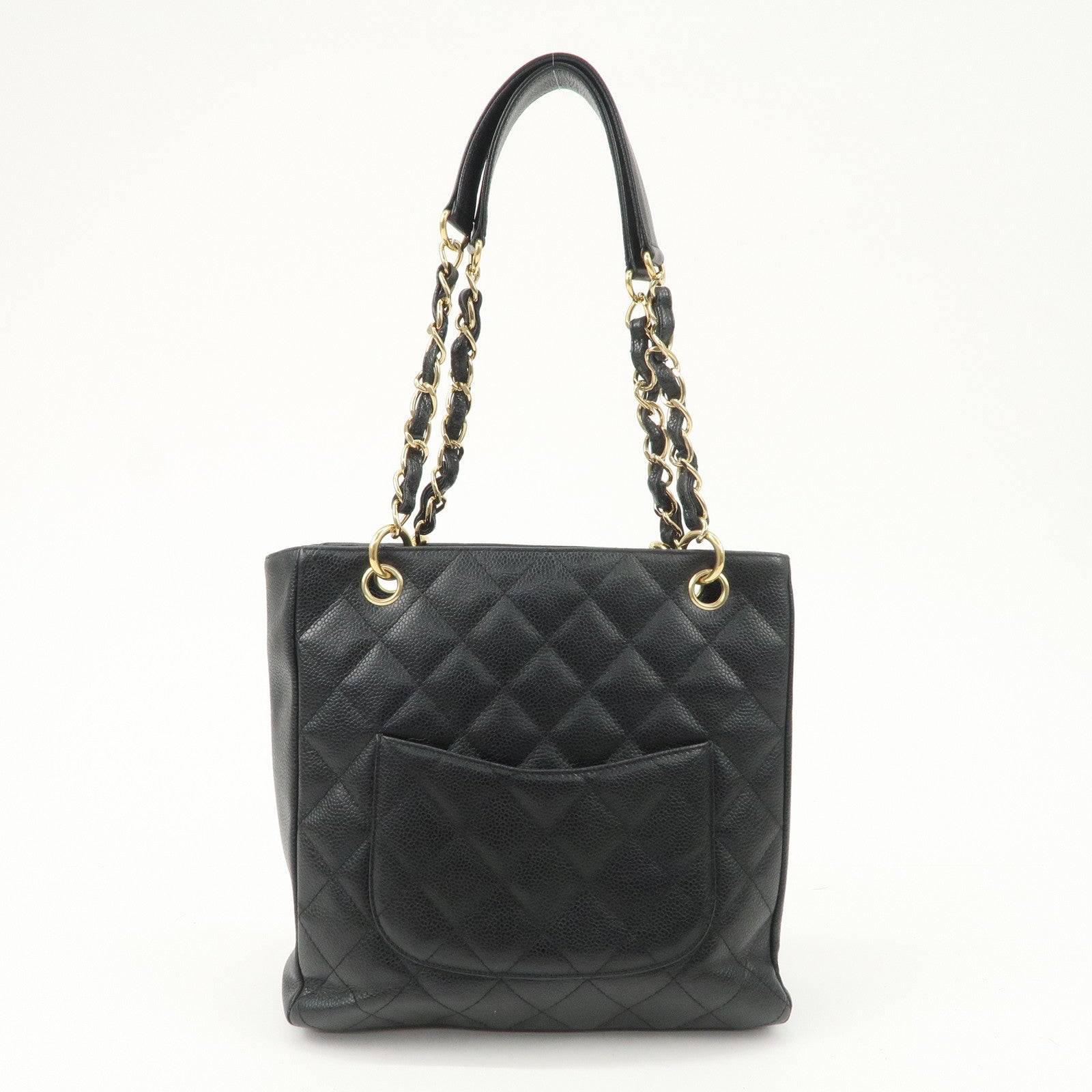 CHANEL Matelasse Caviar Skin PST Chain Tote Bag Black A20994