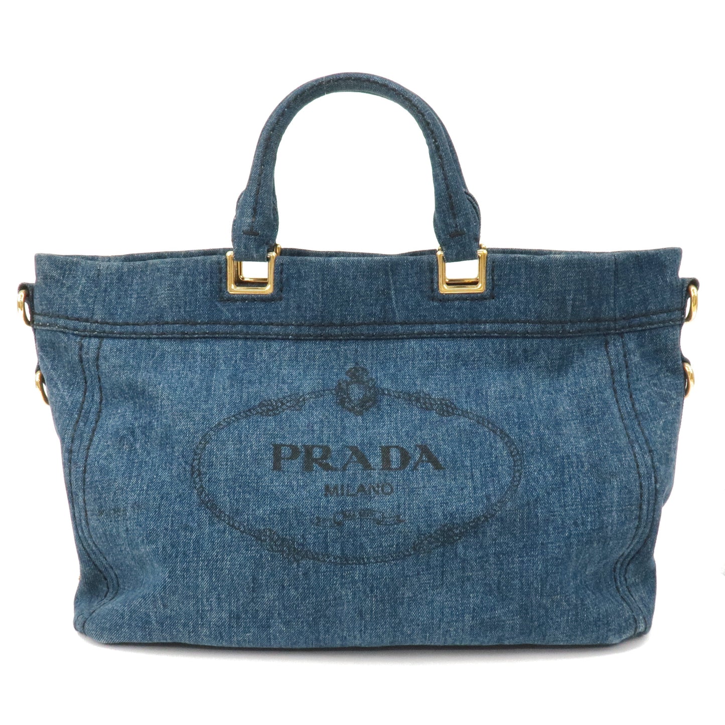 Prada Prada Leather 2Way Bag Hand Shoulder Bag Blue