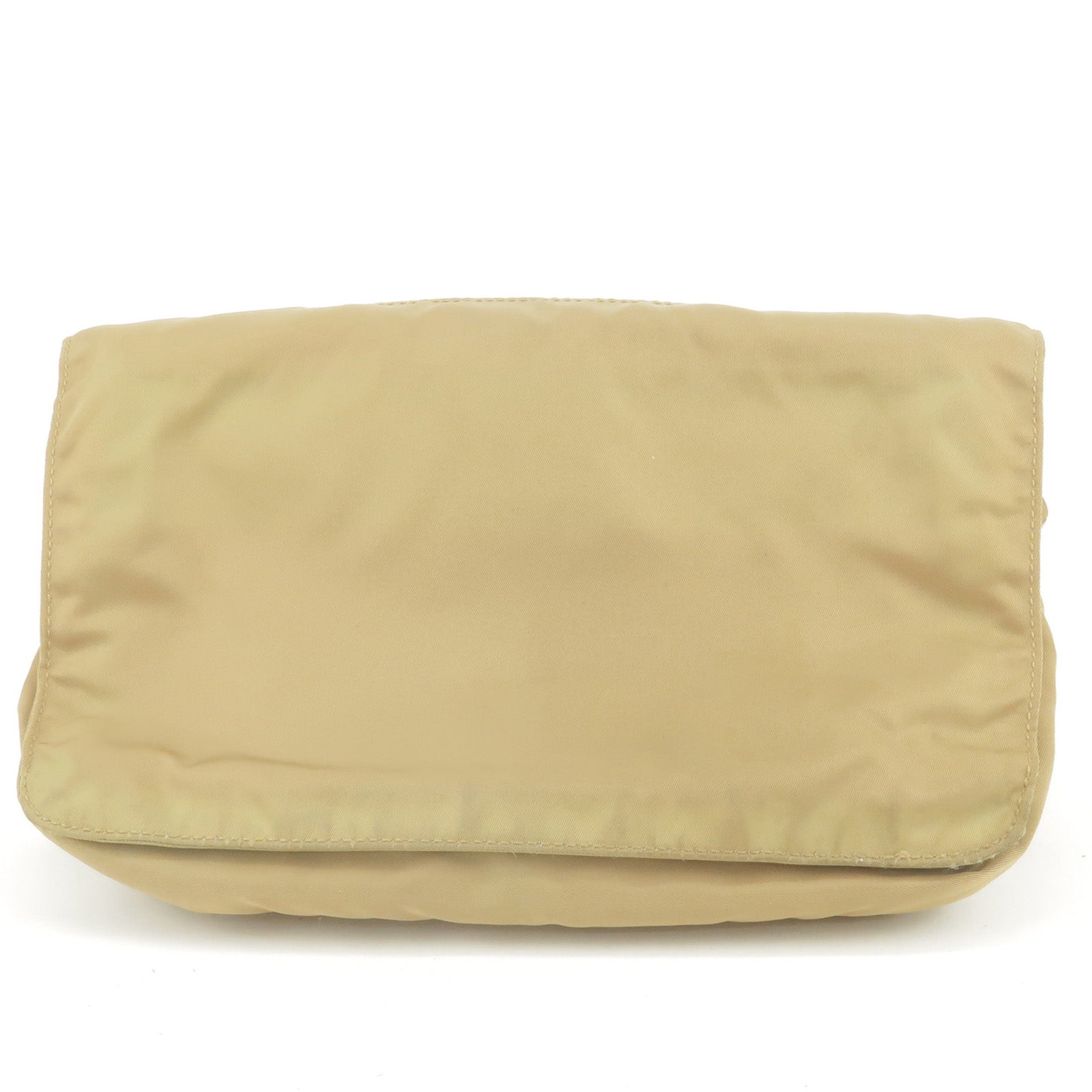 Prada Prada Logo Nylon Leather Shoulder Bag Purse Beige