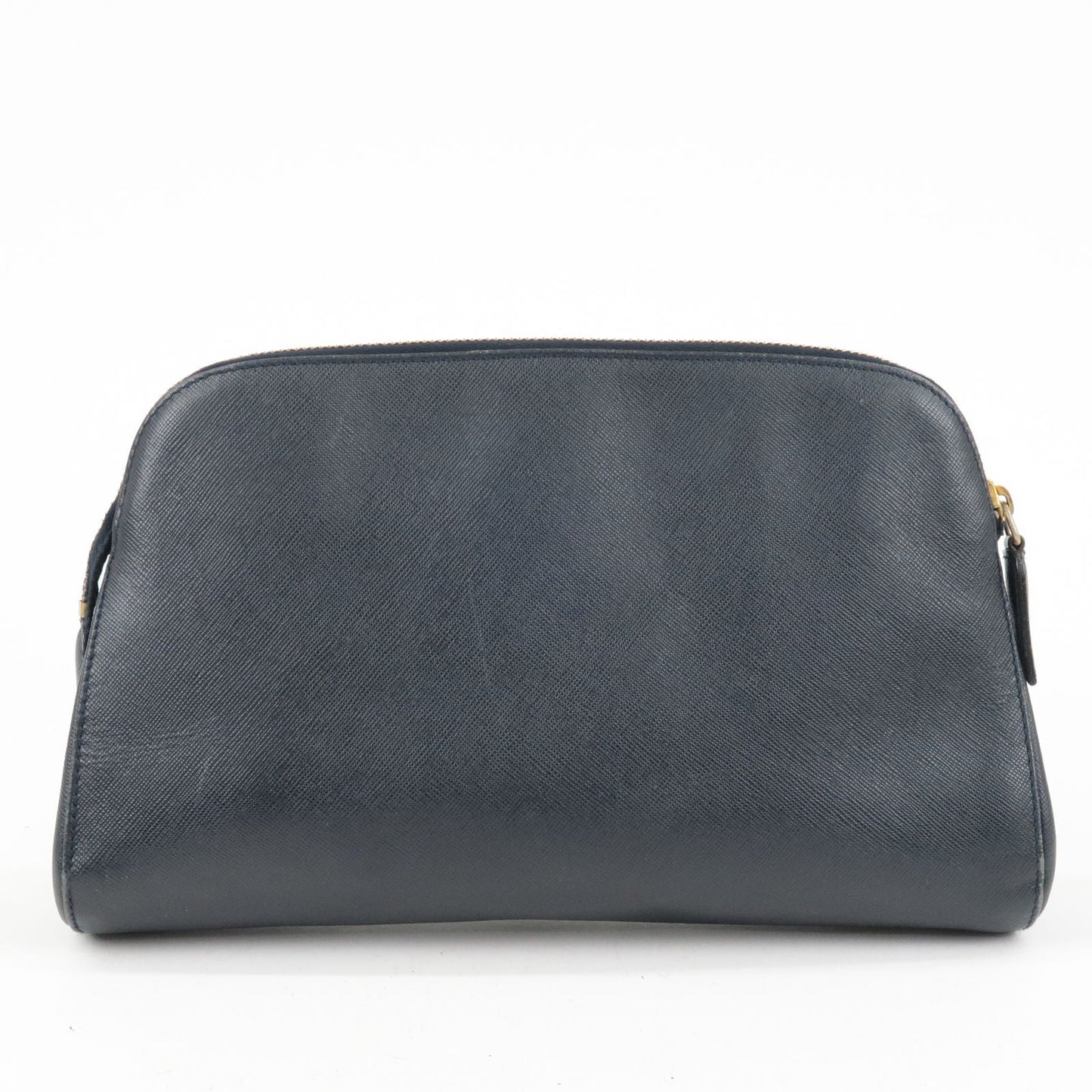 Prada Prada Logo Leather Clutch Bag Pouch Purse Navy