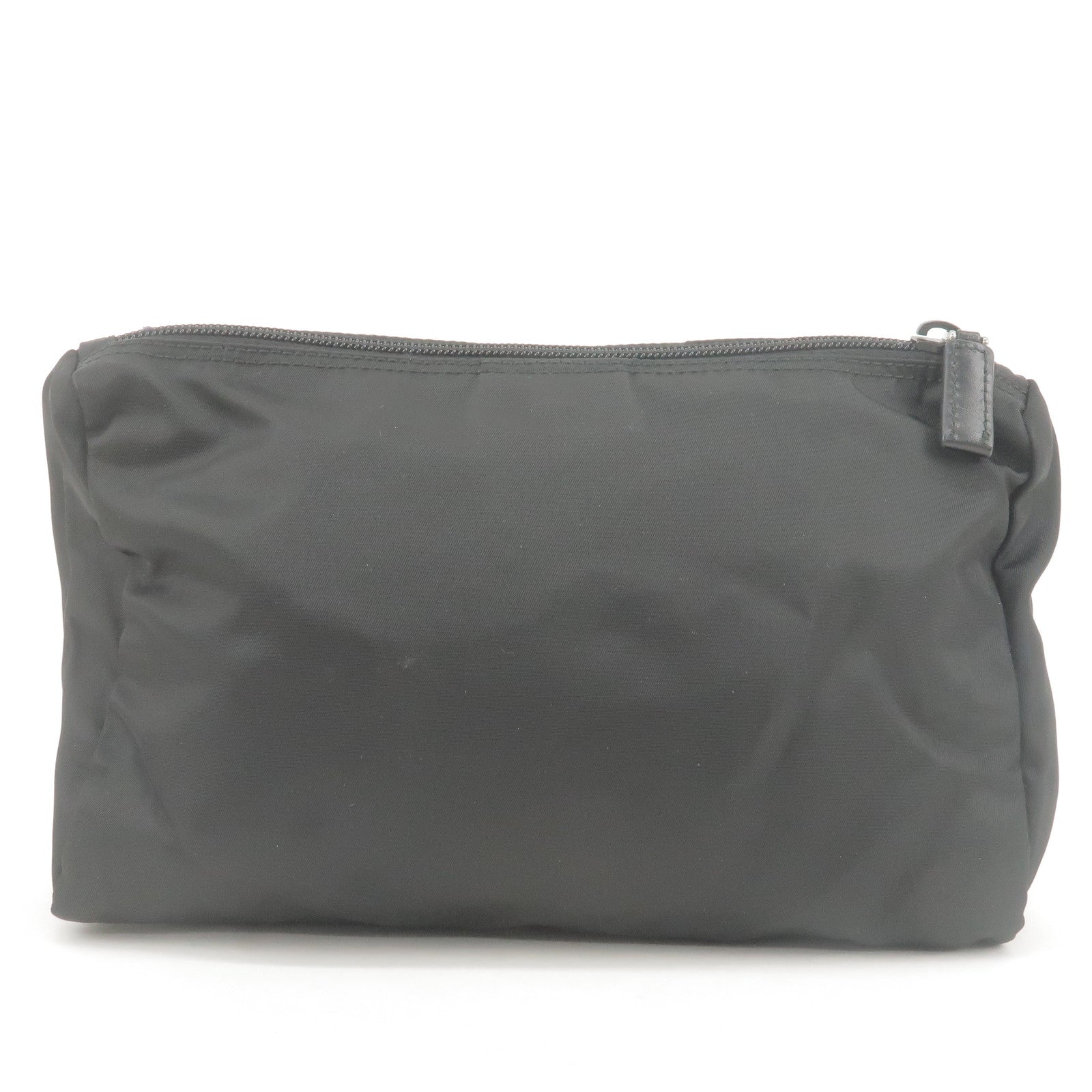 Prada Prada Nylon Leather Cosmetic Pouch Clutch Bag Black