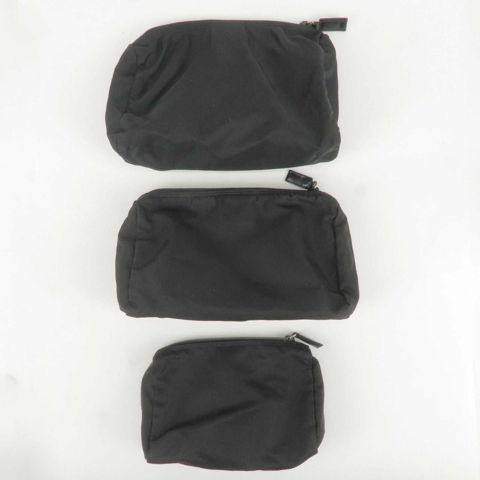 Prada Prada Set Of 3 Logo Nylon Cosmetic Pouch Clutch Bag