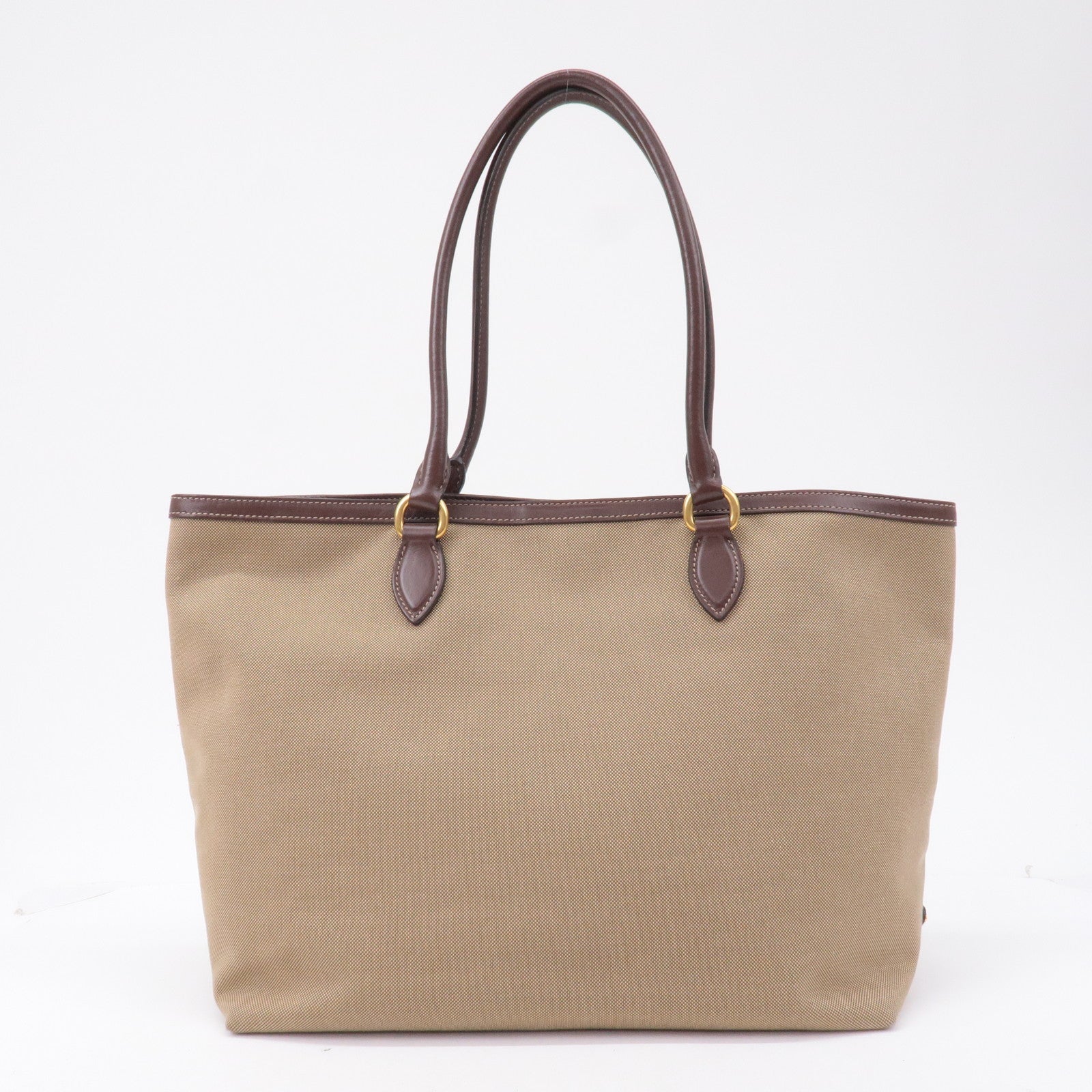Prada Prada Logo Jacquard Leather Tote Bag Beige Brown