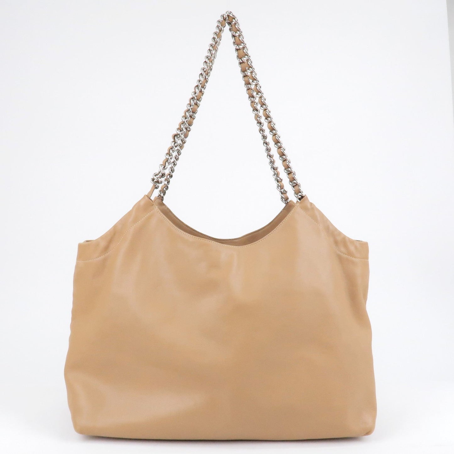 Prada Prada Logo Leather Chain Tote Bag Beige 35527