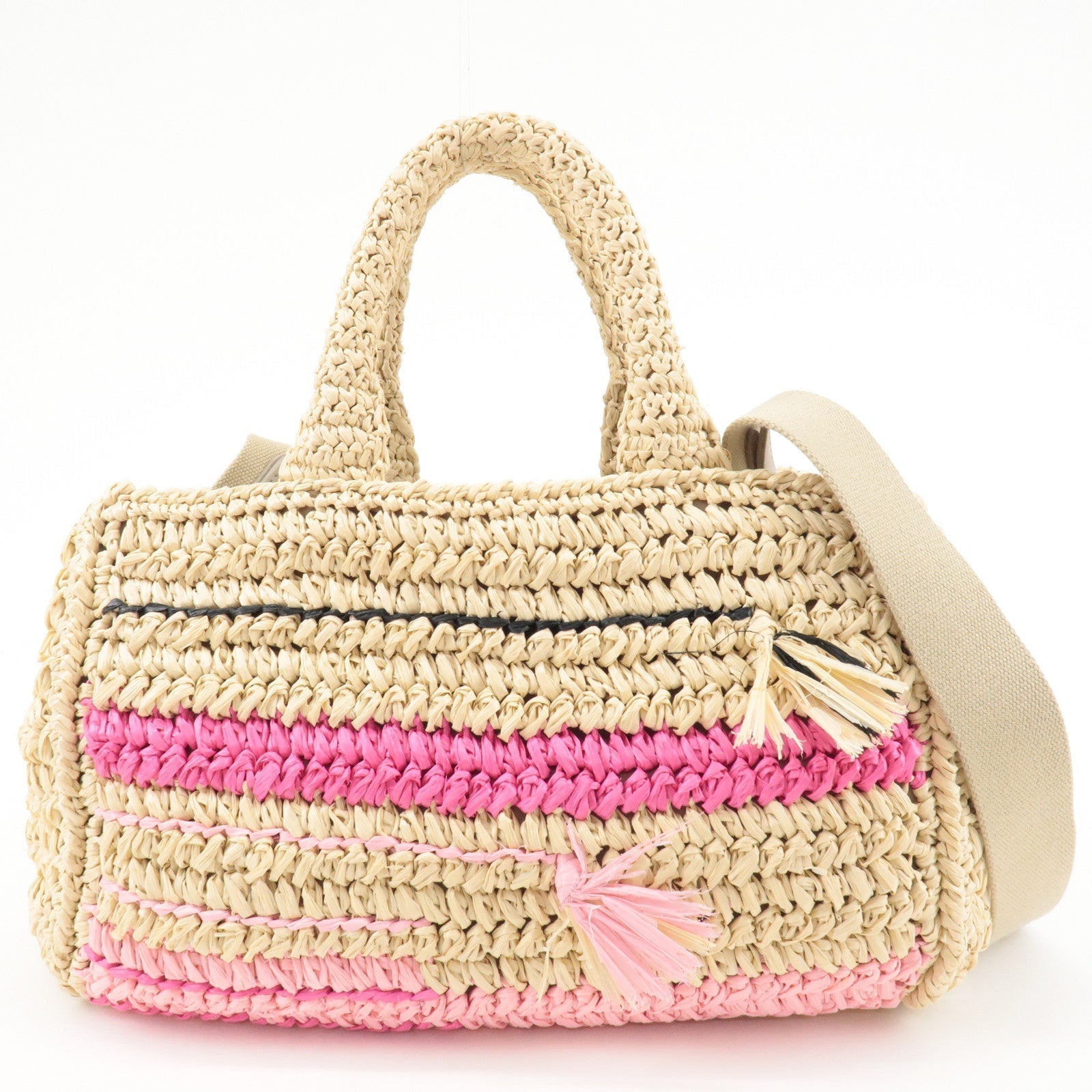 Prada Prada Raffia Canapa 2Way Bag Hand Bag Shoulder Shoulder Bag