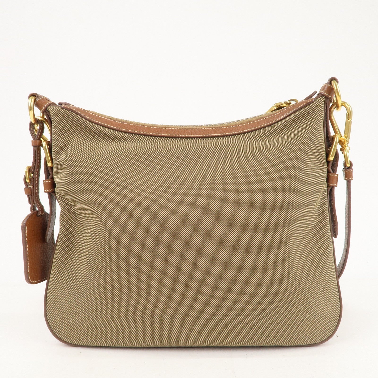 Prada Prada Logo Jacquard Leather Shoulder Bag Beige Brown Bt0706 36947 4