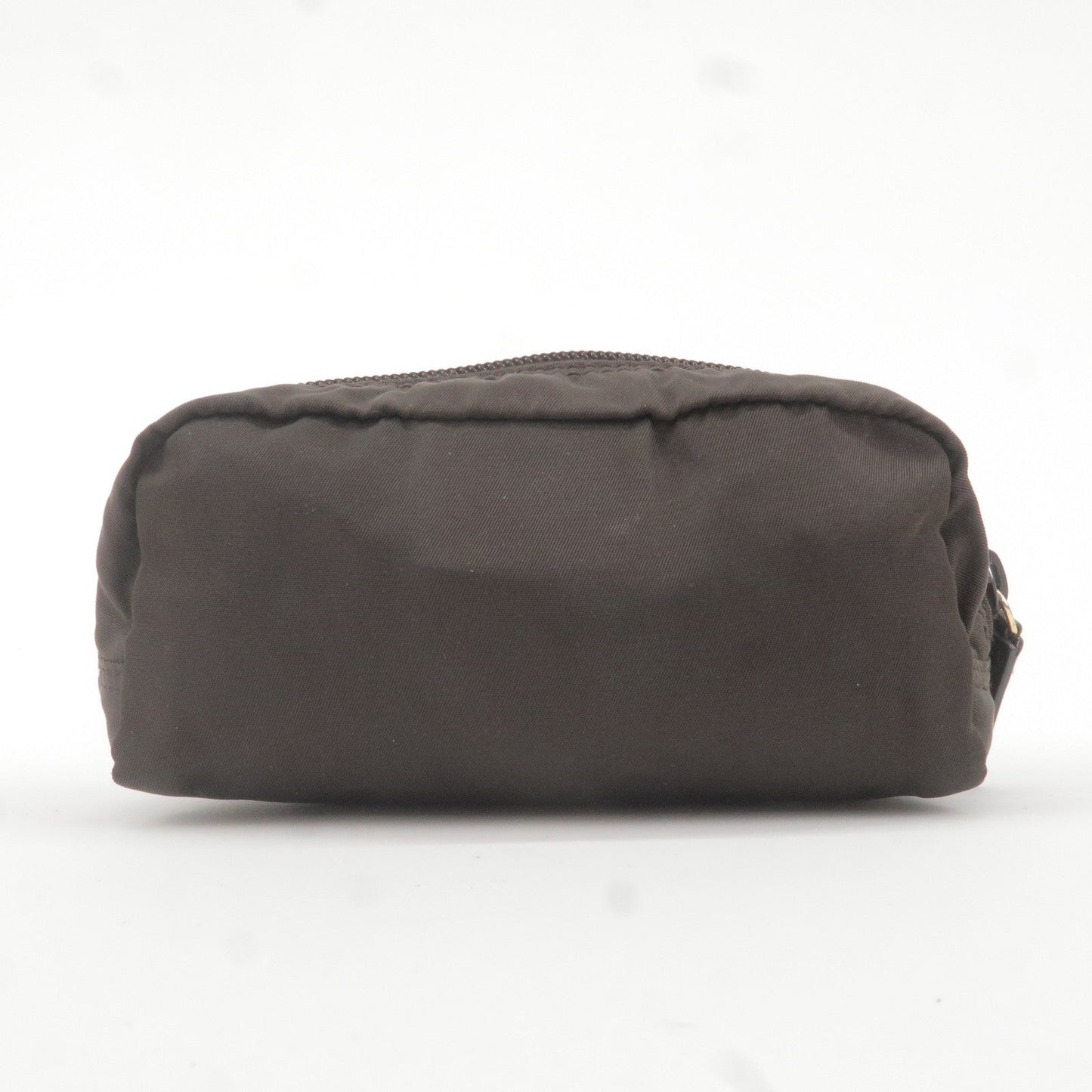 Prada Prada Logo Nylon Leather Pouch Cosmetic Bag Brown Travel Bag