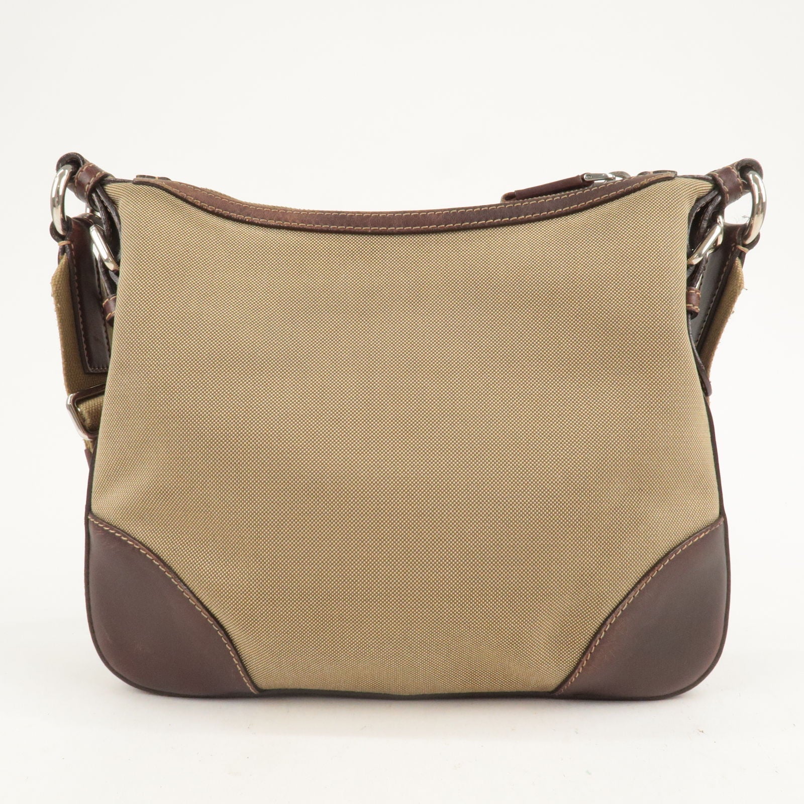 Prada Prada Logo Jacquard Leather Shoulder Bag Beige Brown Bt0533 36731 12