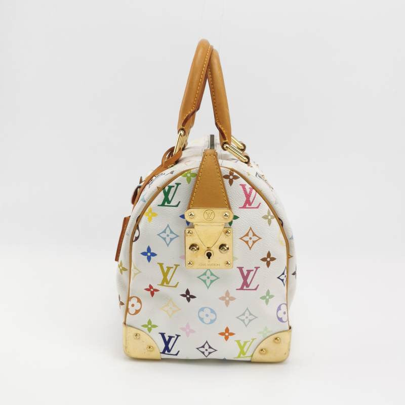 Louis Vuitton x Takashi Murakami Speedy 30 White Multicolor Handbag