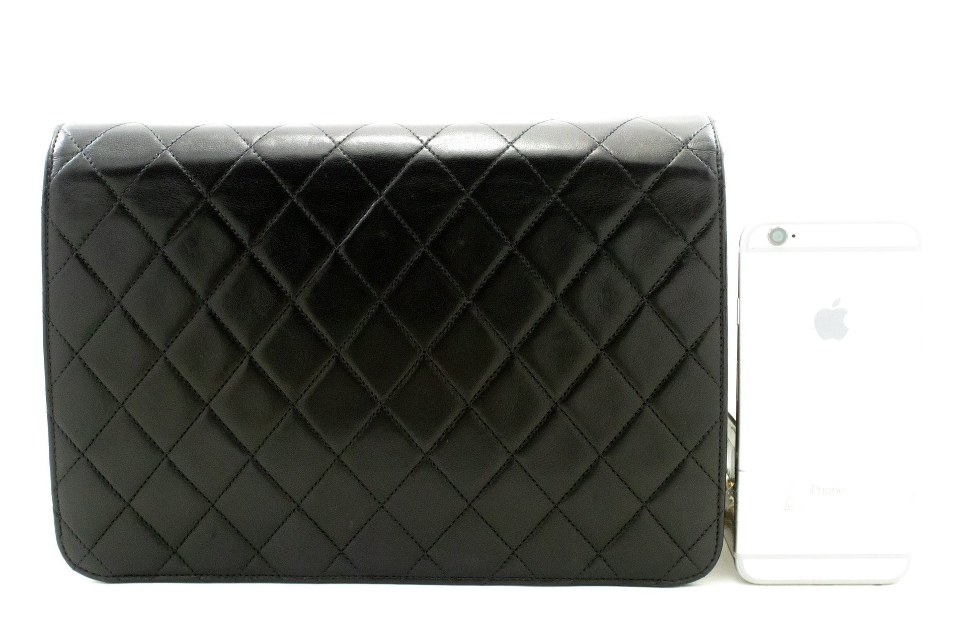 Chanel Chain Shoulder Bag Clutch Black Quilted New Lambskin Purse