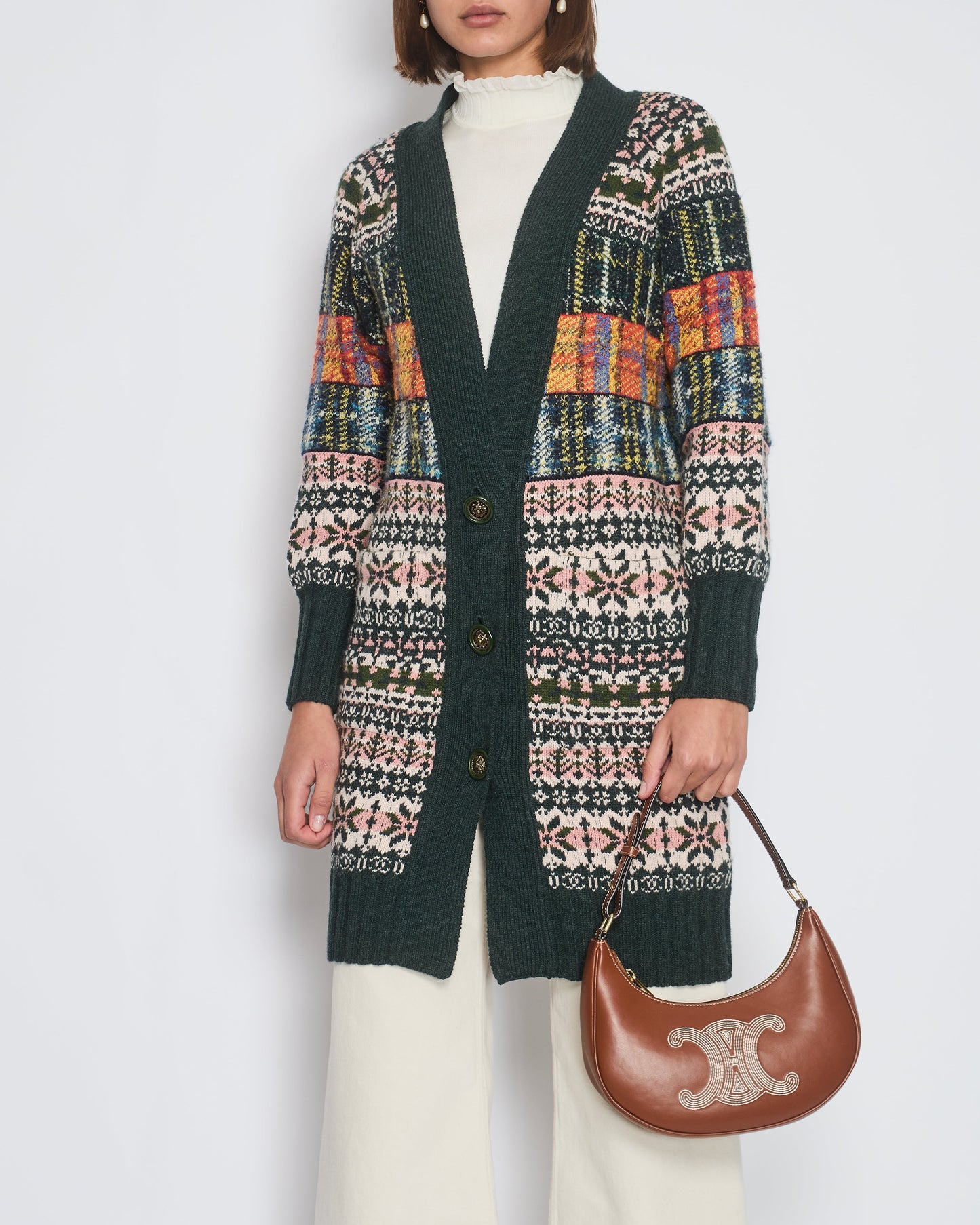 Chanel Green Metiers D'art Paris Edinburgh Long Line Cardigan with Lion Button Detail Size Fr 34 (uk 6) Handbag