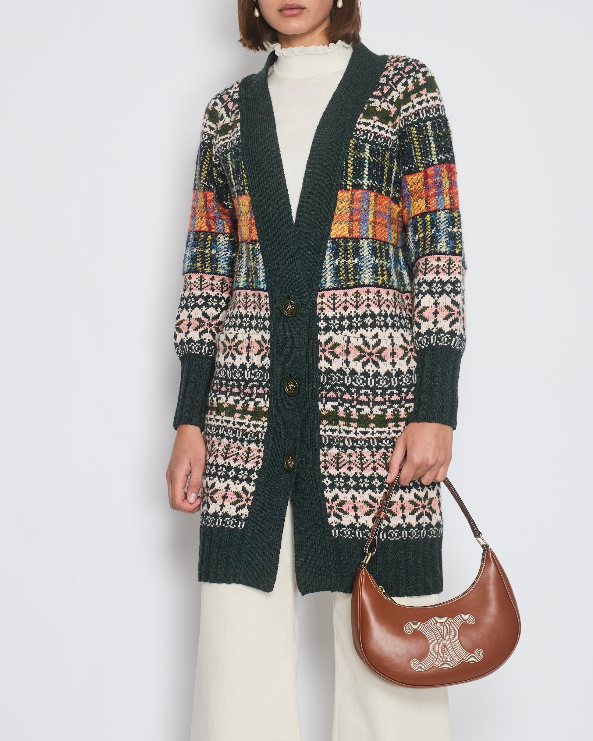 Chanel Green Metiers D'art Paris Edinburgh Long Line Cardigan with Lion Button Detail Size Fr 34 (uk 6) Handbag
