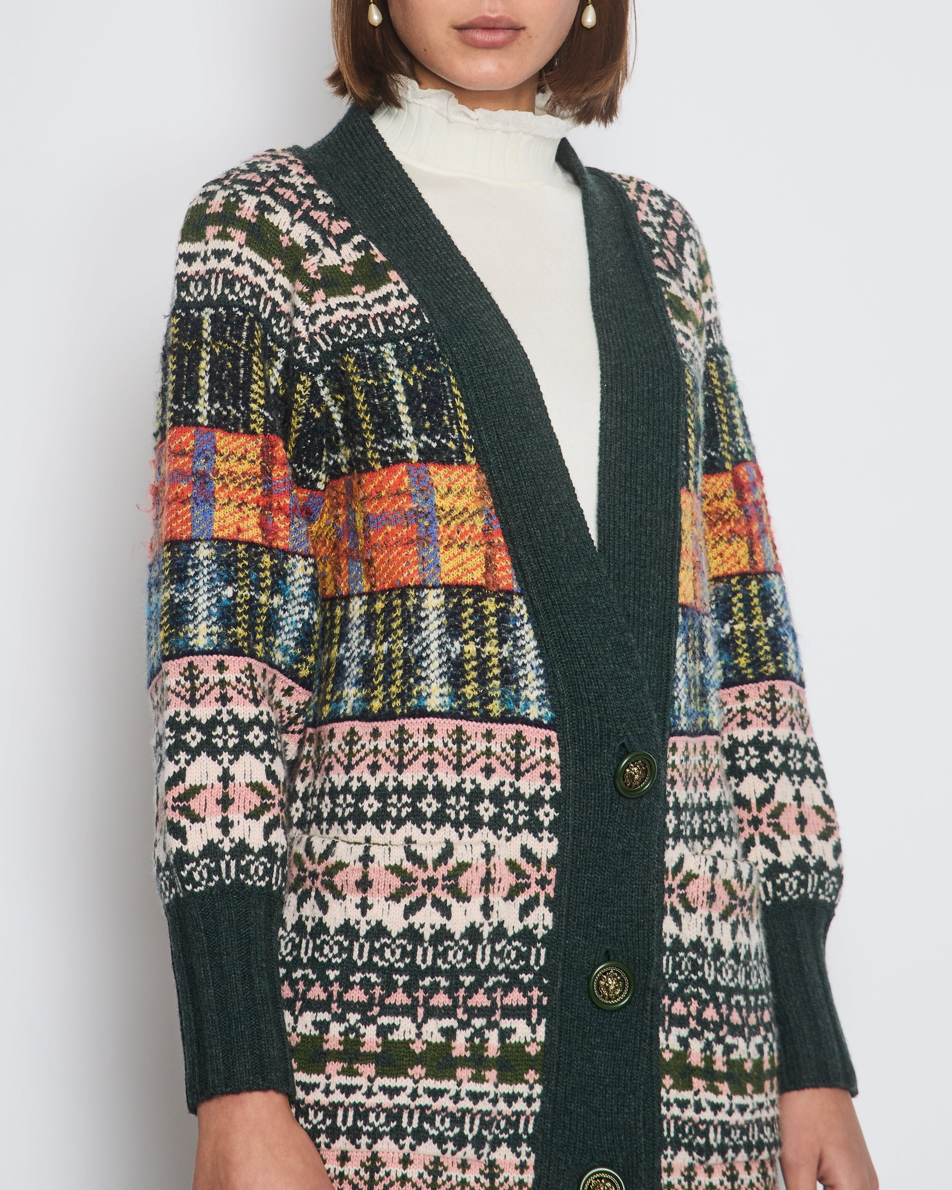 Chanel Green Metiers D'art Paris Edinburgh Long Line Cardigan with Lion Button Detail Size Fr 34 (uk 6) Handbag