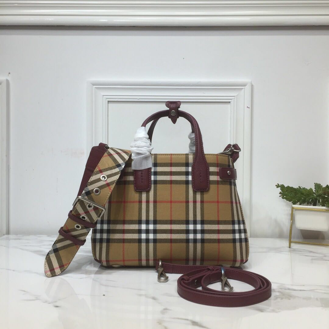 Top Quality Banner Check And Tote Purple Small Tote Bag