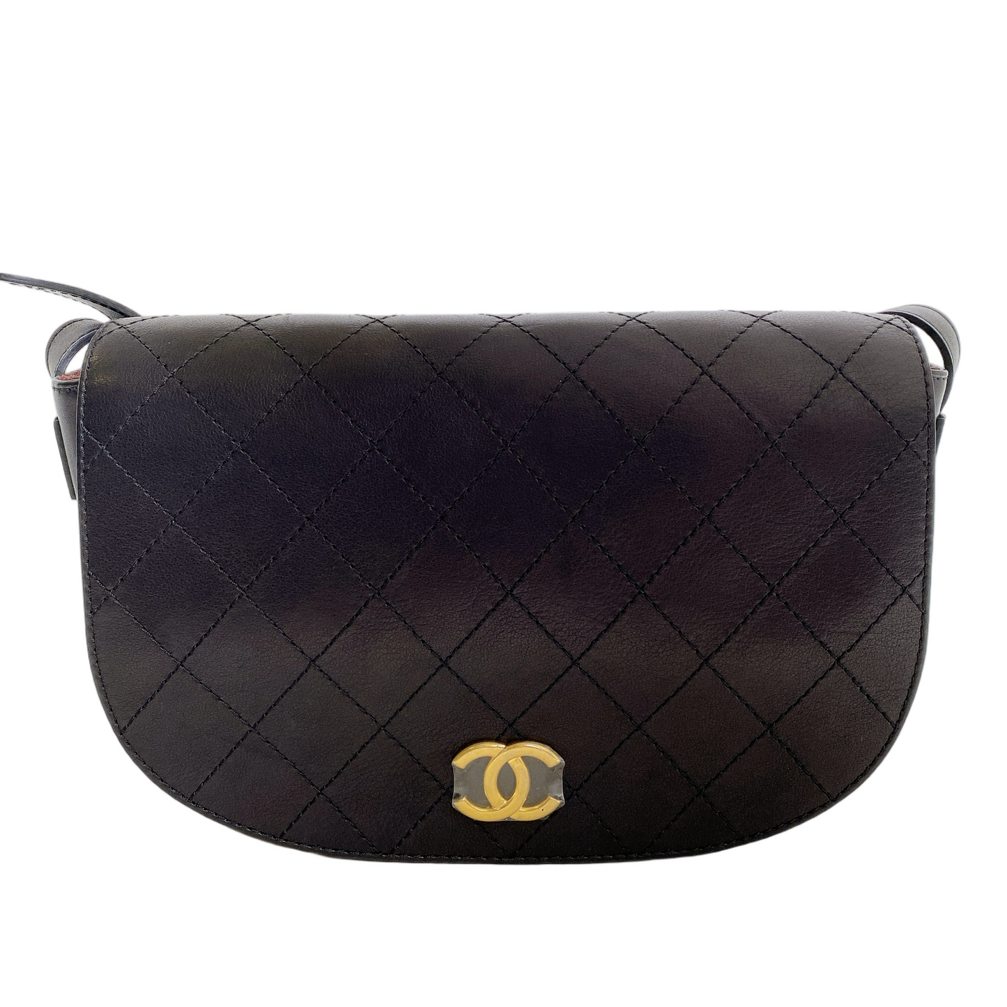 CHANEL CC BLACK SADDLE TYPE MESSENGER
