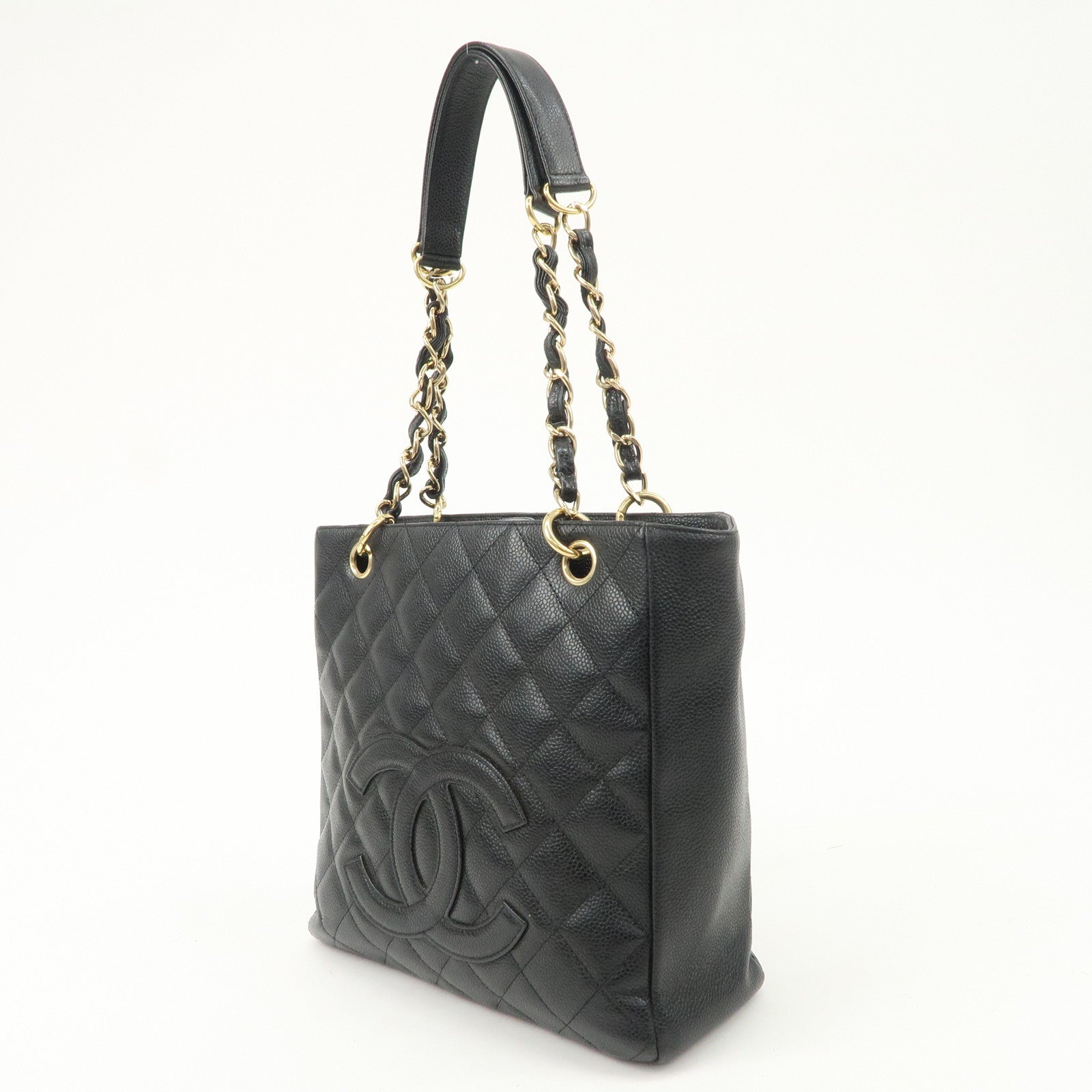 CHANEL Matelasse Caviar Skin PST Chain Tote Bag Black A20994