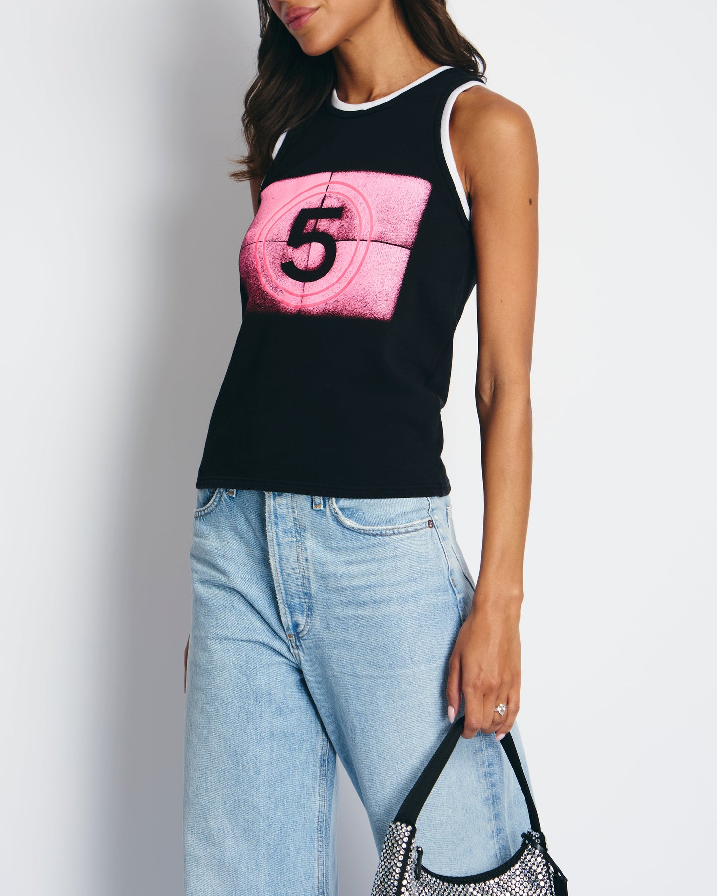 Chanel Black And Pink No5 Tank Top Size Fr 34 (Uk 6) Bag