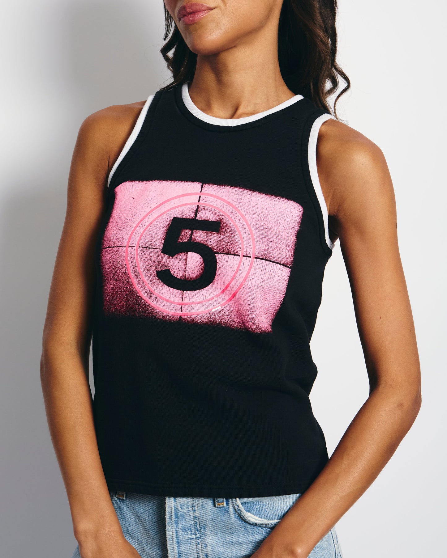 Chanel Black And Pink No5 Tank Top Size Fr 34 (Uk 6) Bag