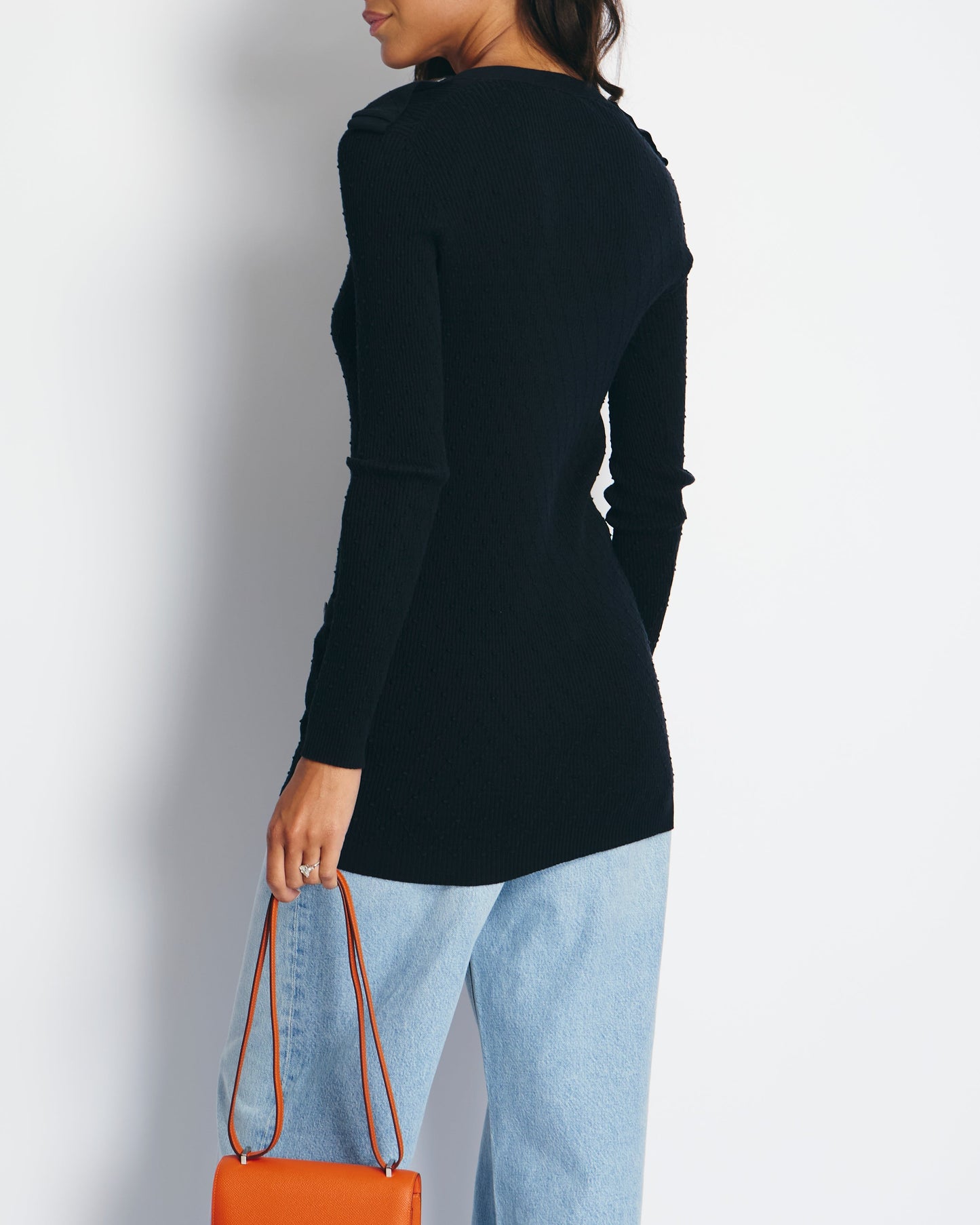 Chanel 16P Black Ribbed Cardigan With Shoulder Button Detail Fr 34 (Uk 6) Rrp £2,450