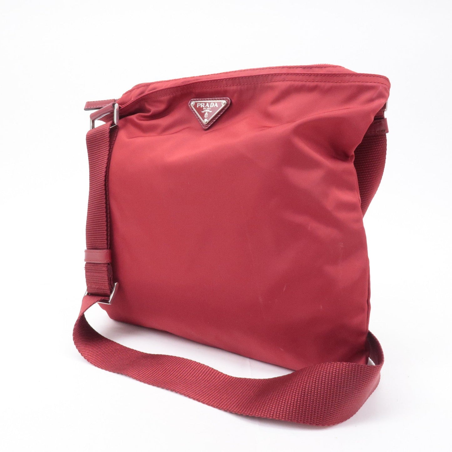Prada Prada Logo Nylon Leather Shoulder Bag Crossbody Bag Red 37083 16