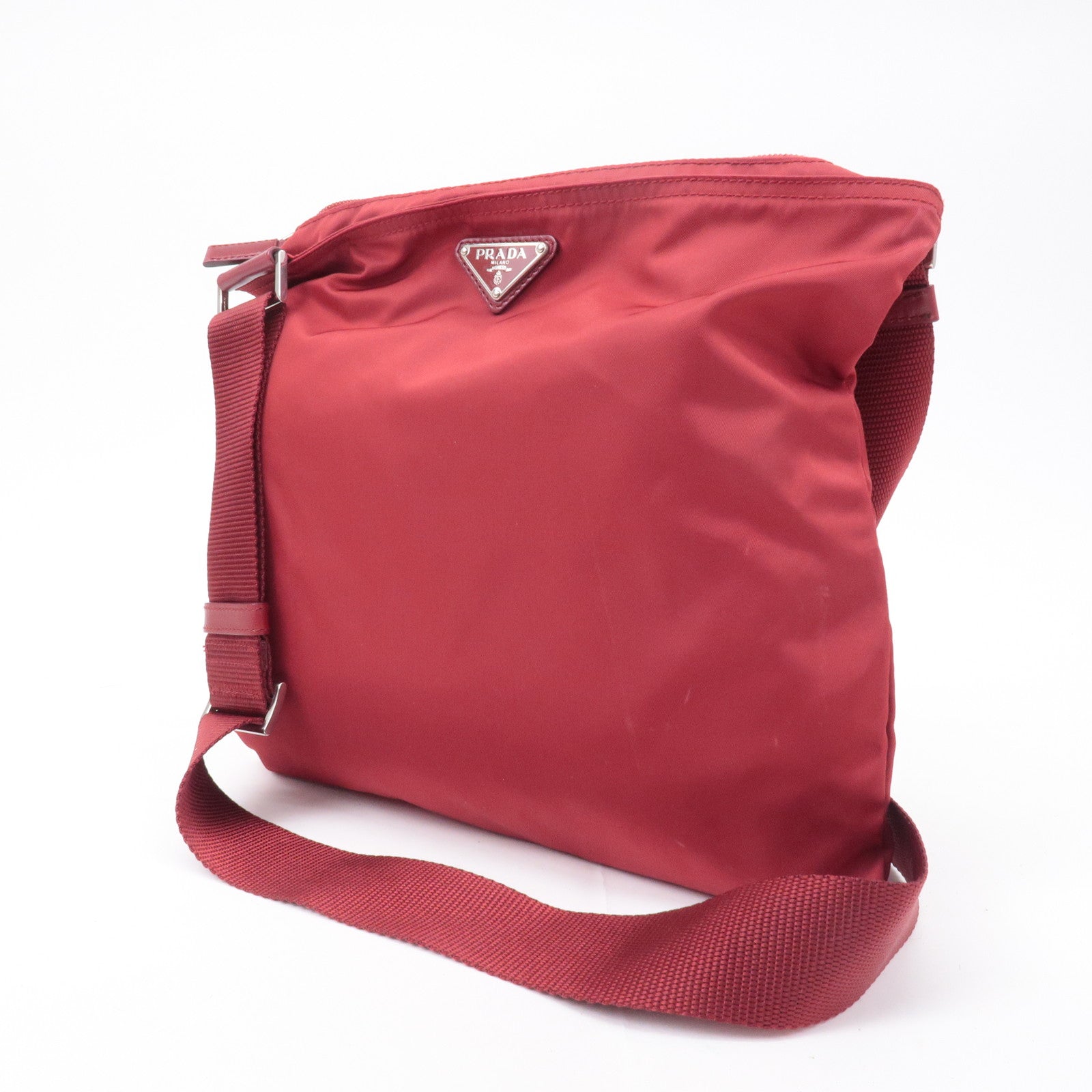 Prada Prada Logo Nylon Leather Shoulder Bag Crossbody Bag Red 37083 16