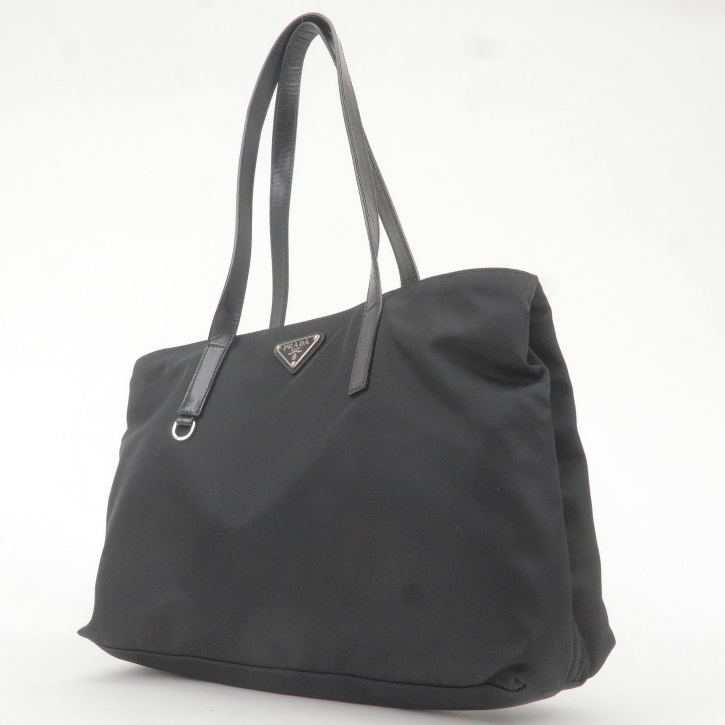 Prada Prada Logo Nylon Leather Tote Bag Hand Bag Black 36177 4