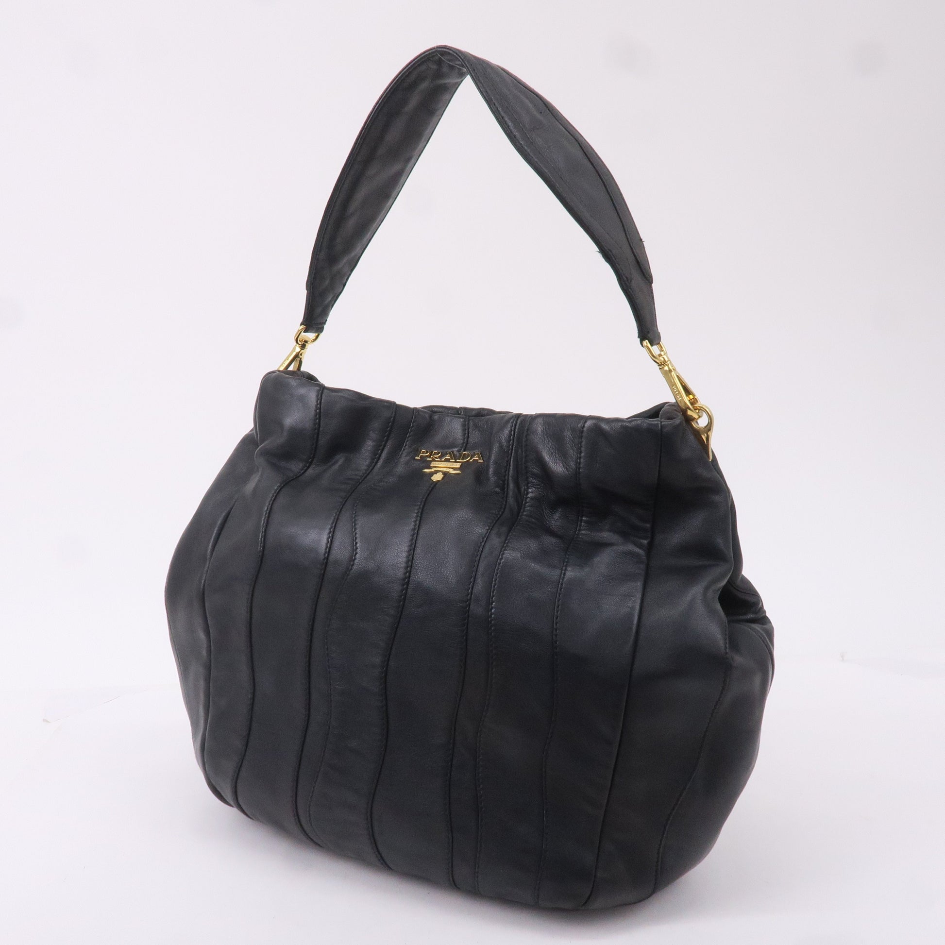 Prada Prada Leather Shoulder Bag Hand Bag Black New