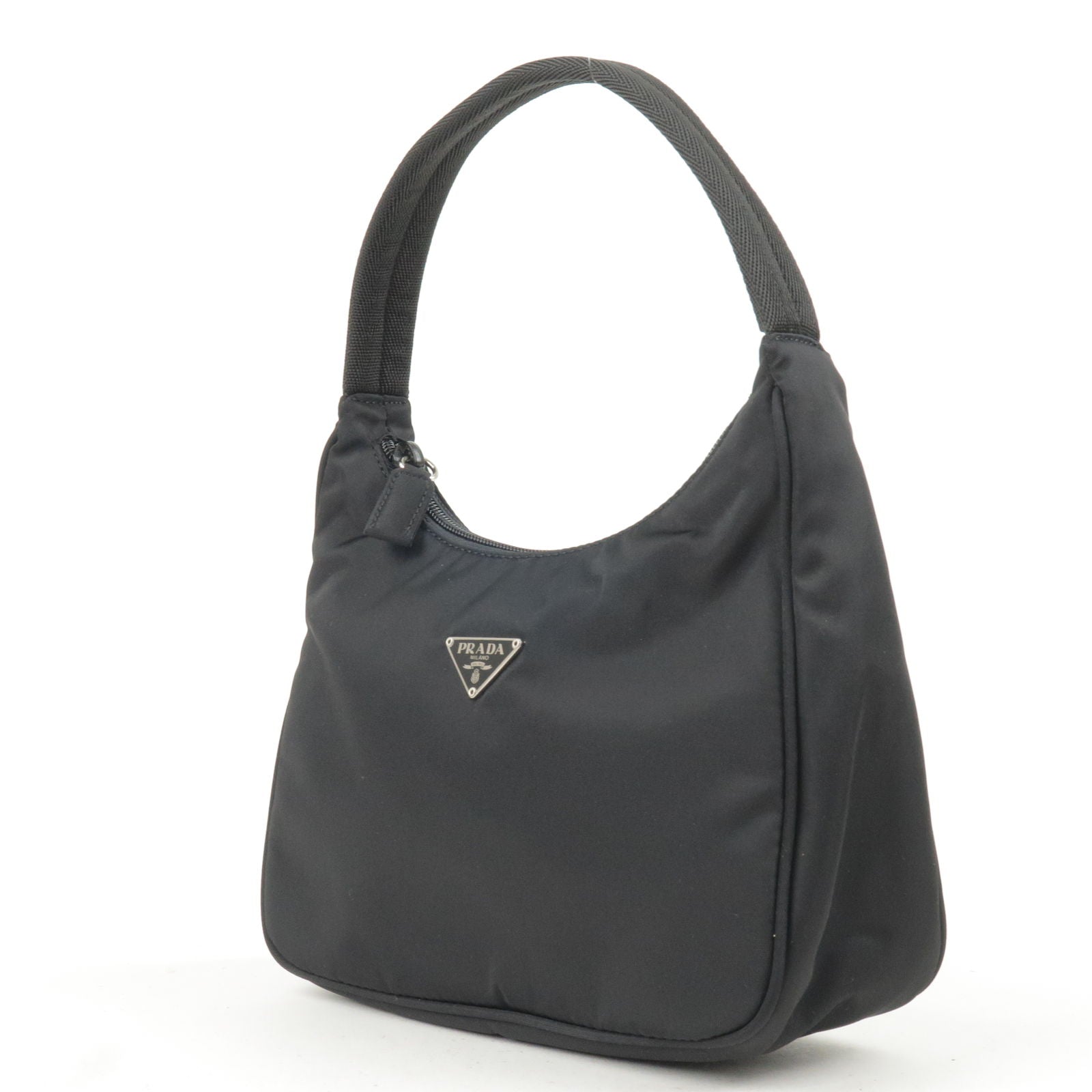 Prada Prada Logo Nylon Hand Bag Mini Bag Nero Travel Bag