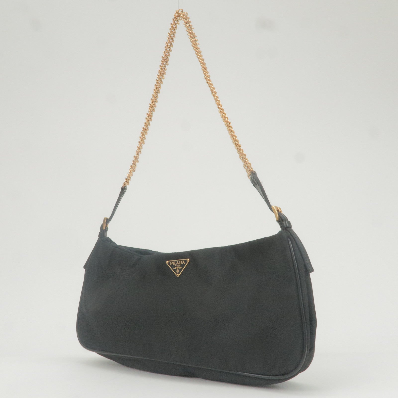 Prada Prada Nylon Chain Shoulder Bag Rose Gold Nero
