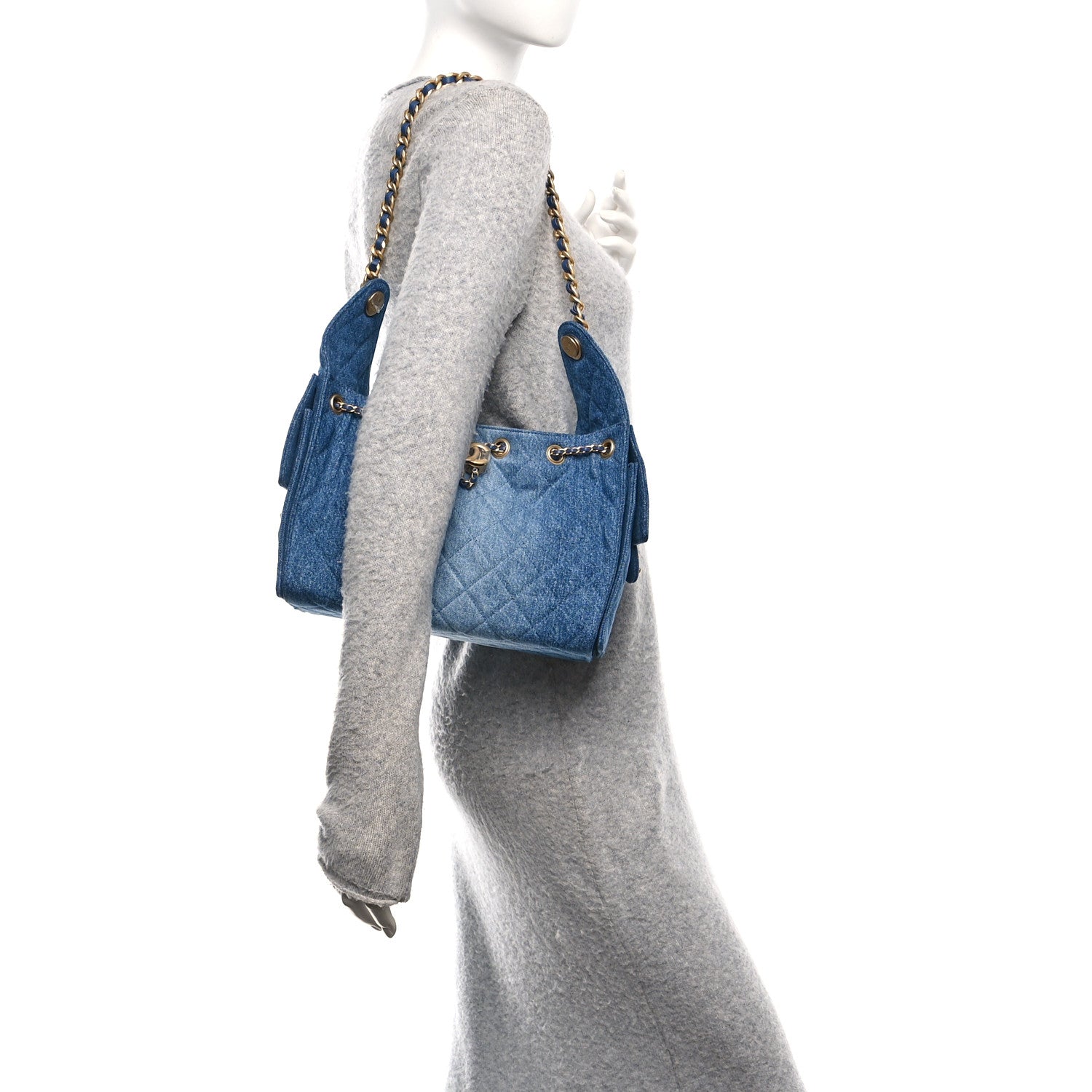 Chanel Washed Denim Quilted Small 25 Handbag Blue