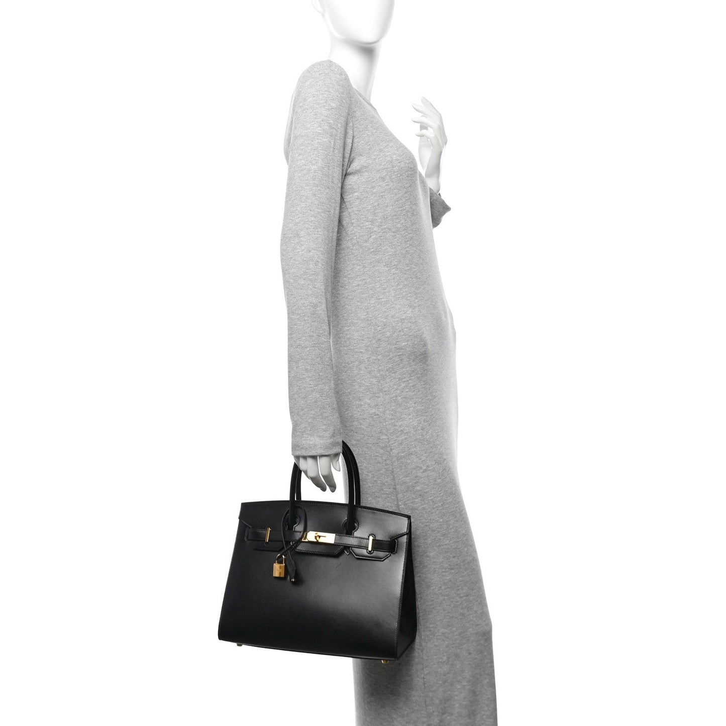 Hermes Box Birkin Sellier Handbag Black Travel Bag