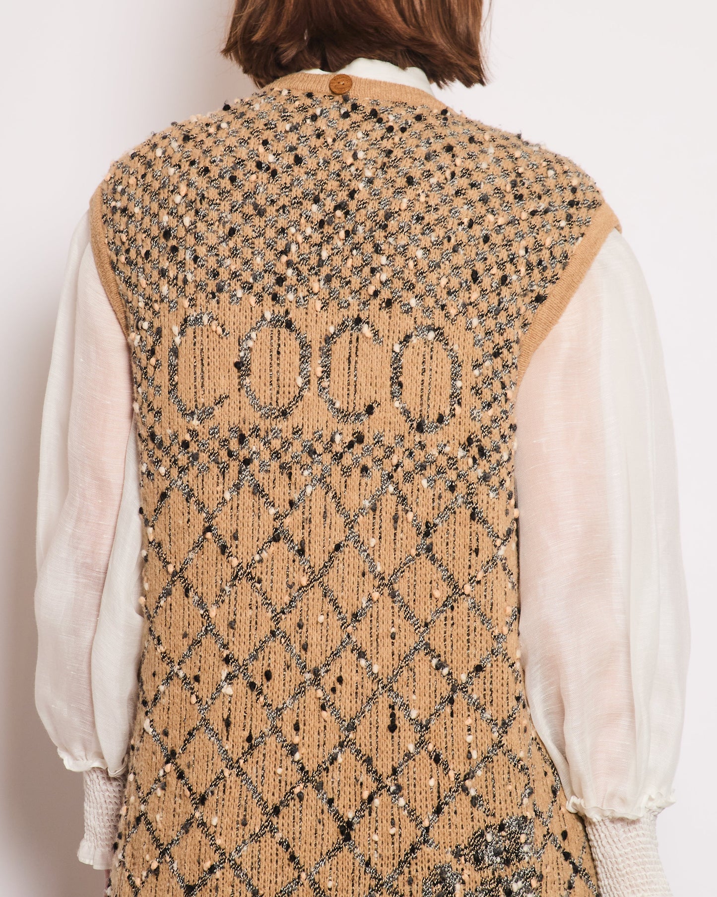 Chanel 01/A Brown Quilted Maxi Sleeveless Gilet with Coco Logo Detail Size FR 40 (UK 12)