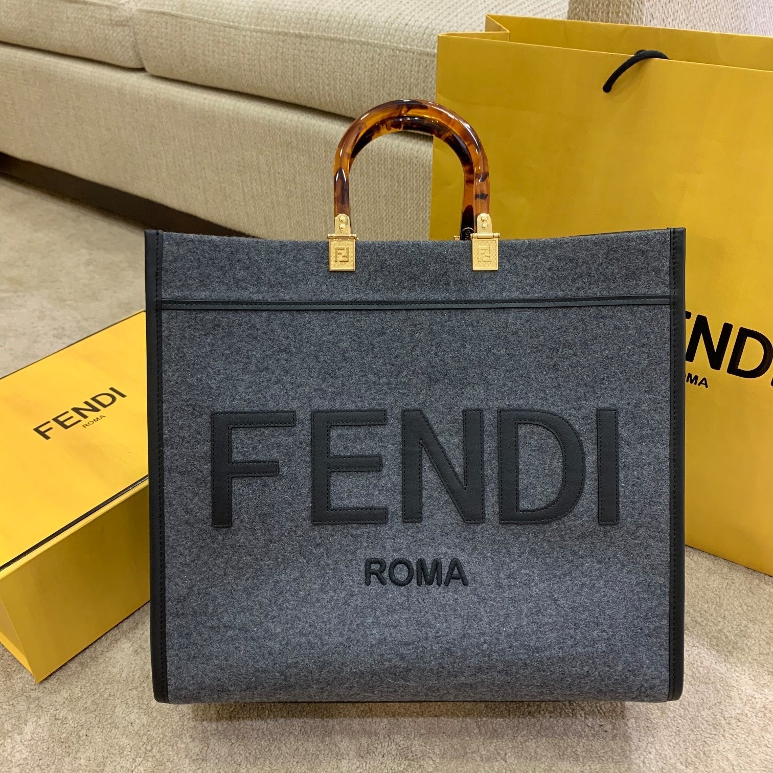 Fendi Sunshine Ff Grey Travel Bag