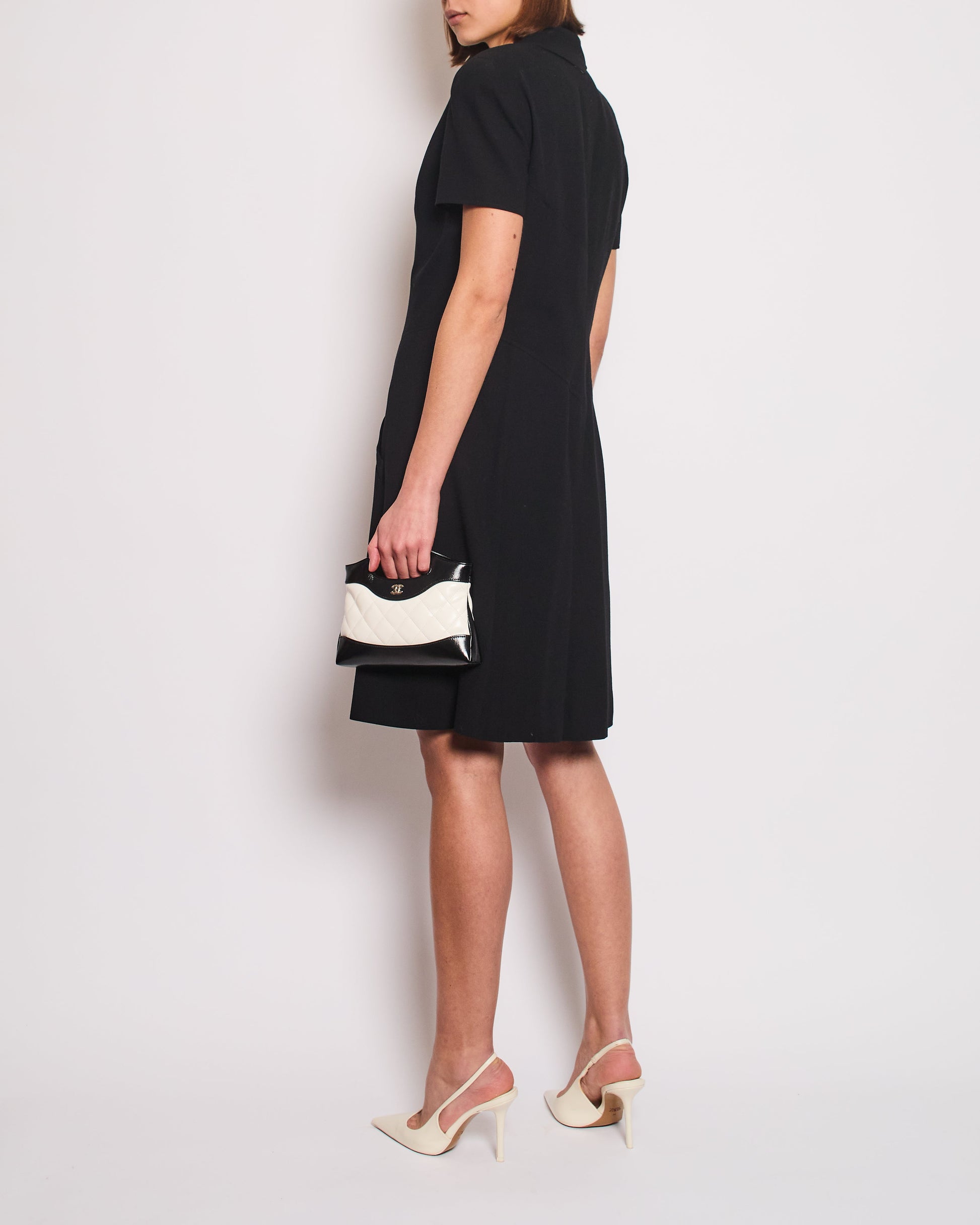 Chanel   Runway 97S Black, White CC Logo Slip Dress and Jacket Set with CC Chanel Button Size FR 42 (UK 14)