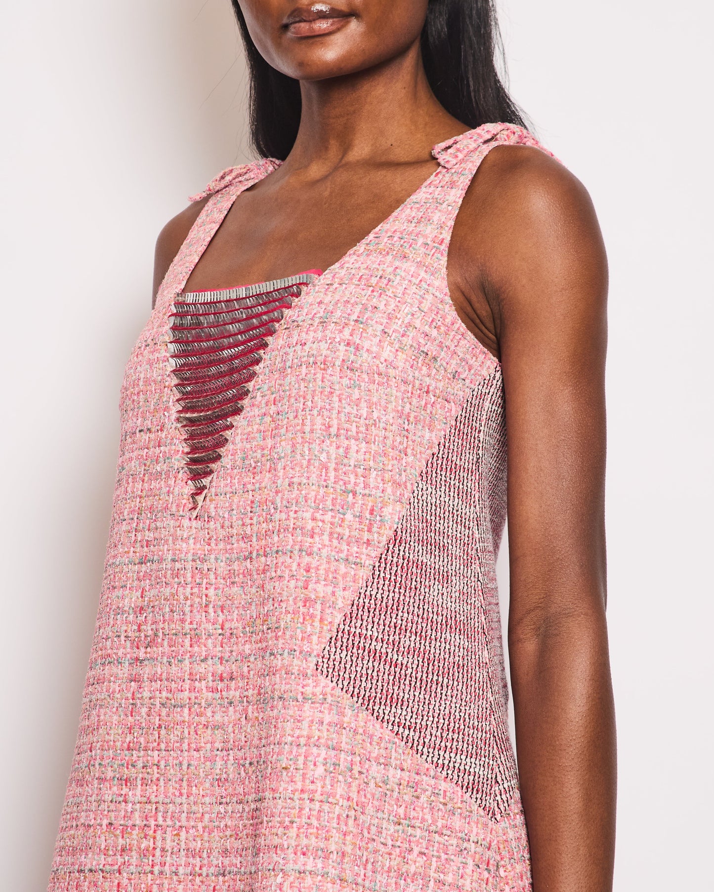 Chanel Pink Sleeveless Tweed Mini Dress with Sequin Embellishments Detail FR 38 (UK 10)