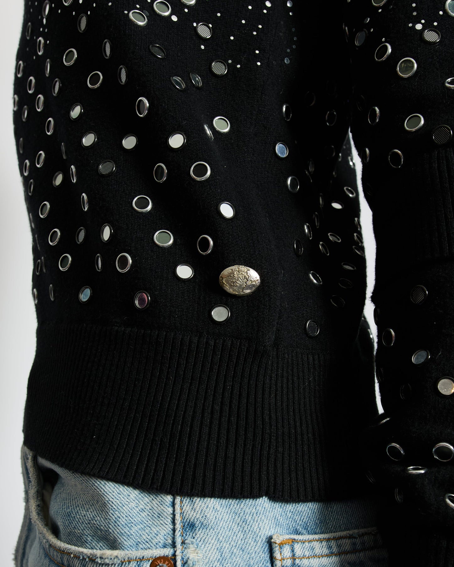 Chanel Black Embellished Jumper With Cc Logo And Sequin Details Size Fr 34 (Uk 6) Bag