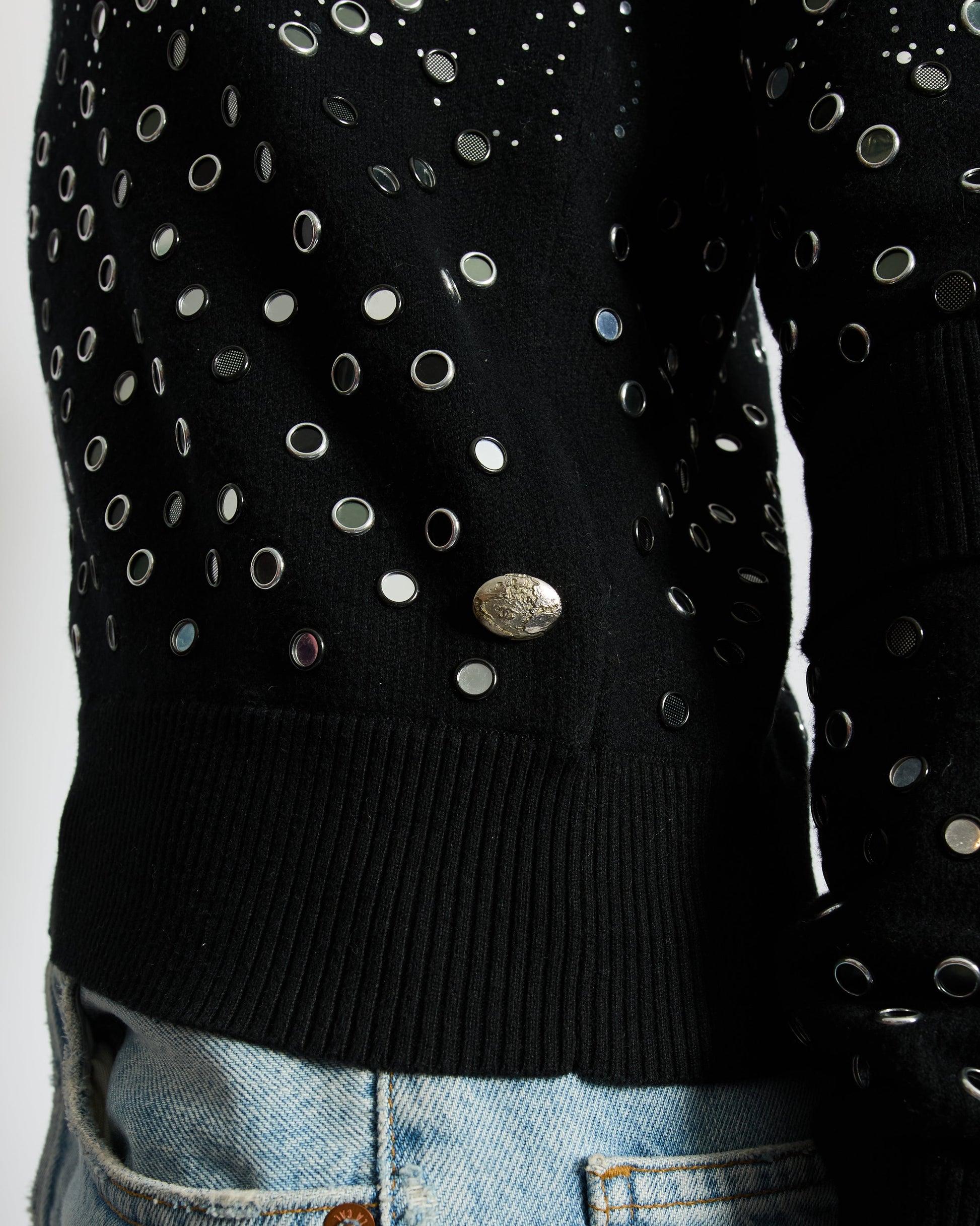Chanel Black Embellished Jumper With Cc Logo And Sequin Details Size Fr 34 (Uk 6) Bag
