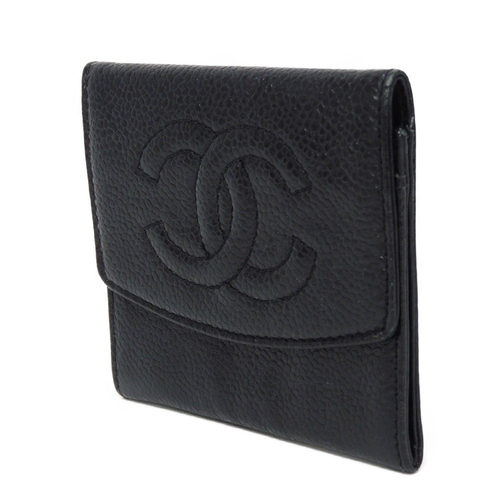 CHANEL Compact Flap Wallet Caviar Skin Coin Case