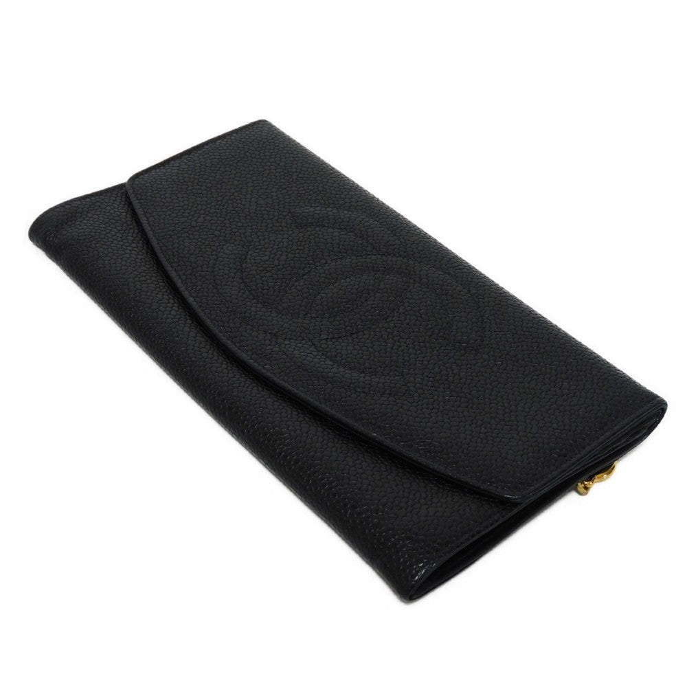 Chanel Long Flap Wallet Caviar Skin Long Wallet